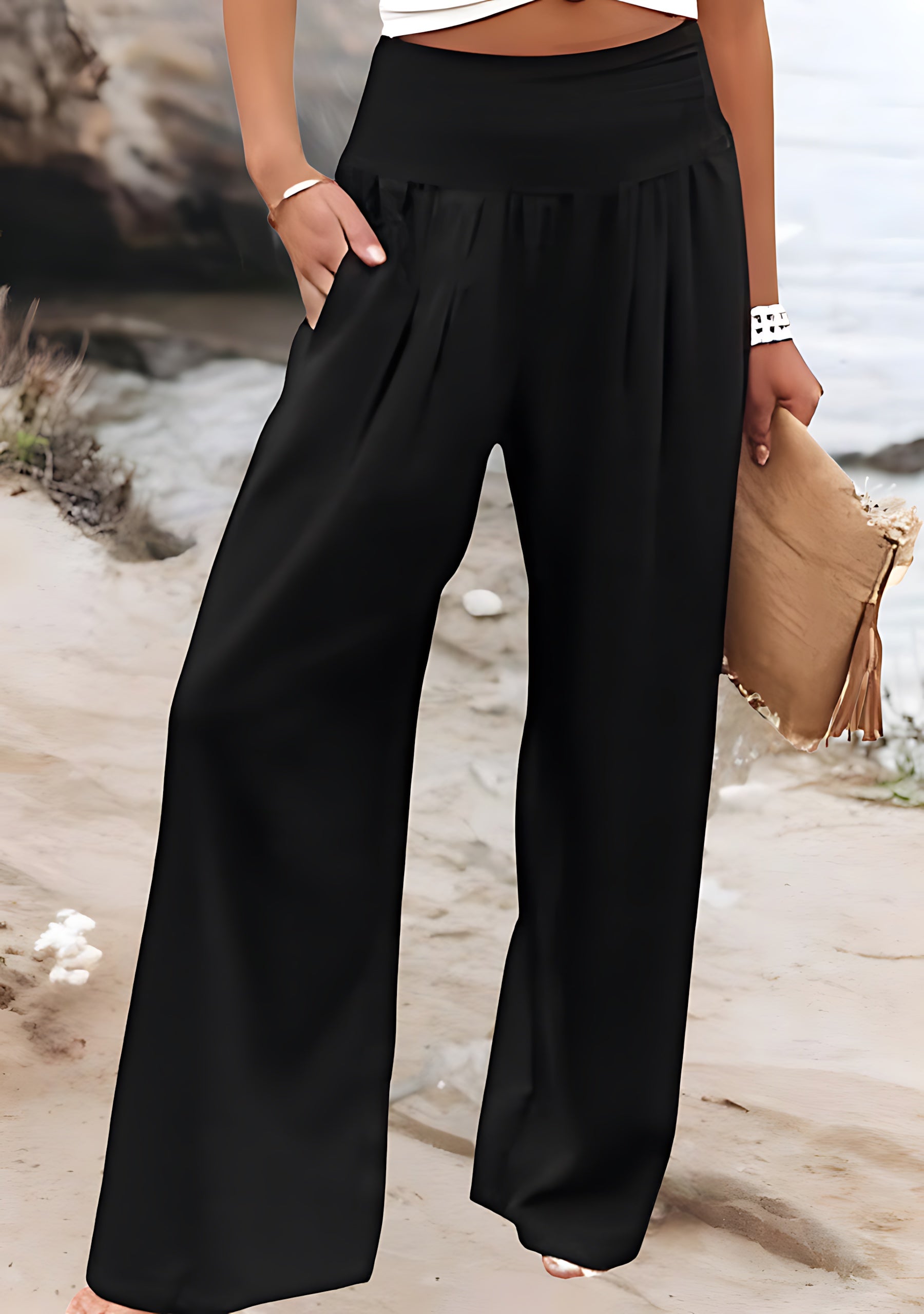 Magnolia – Smocked Waist Wide Leg Beach Pants