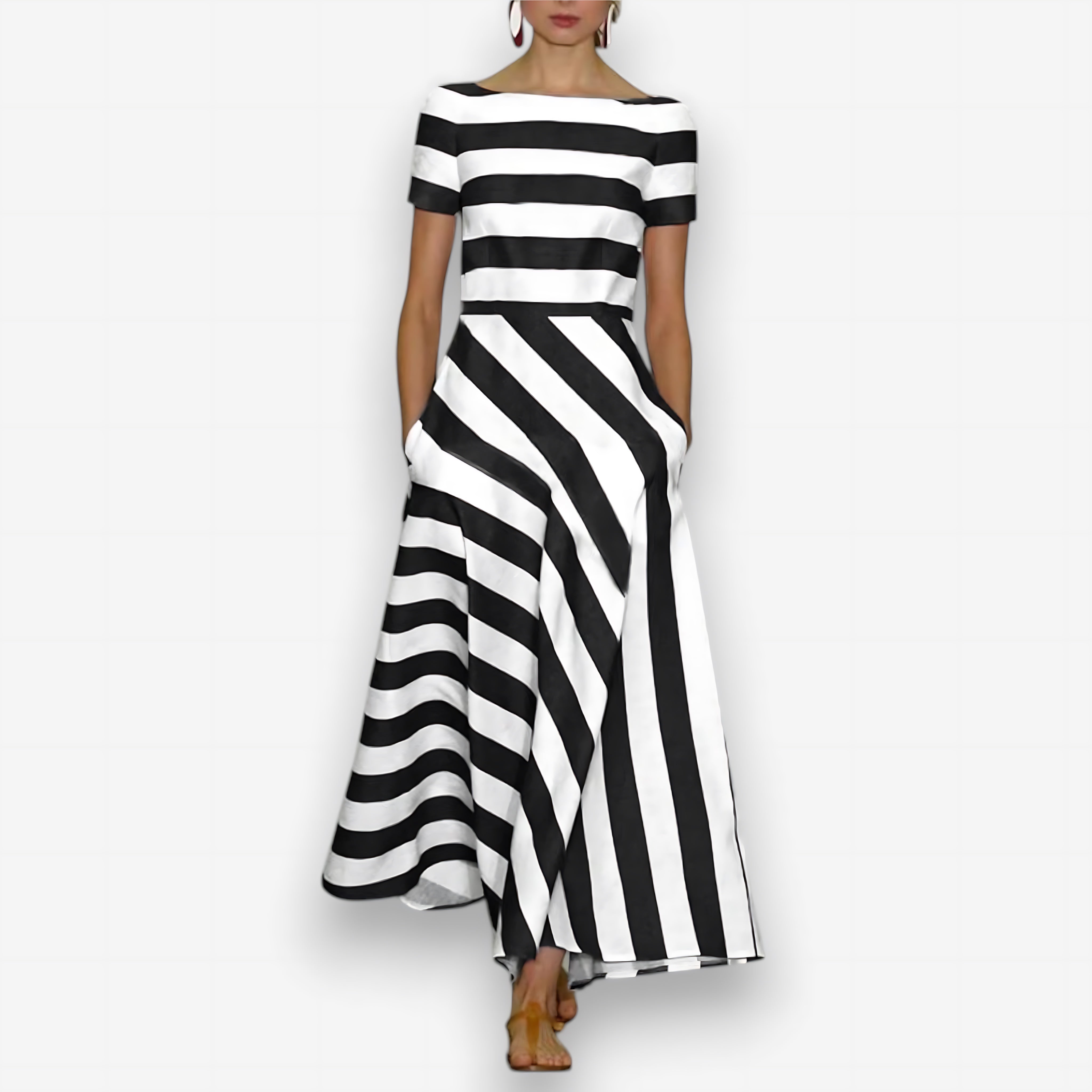 Magnolia – Striped Fit And Flare Midi Dress