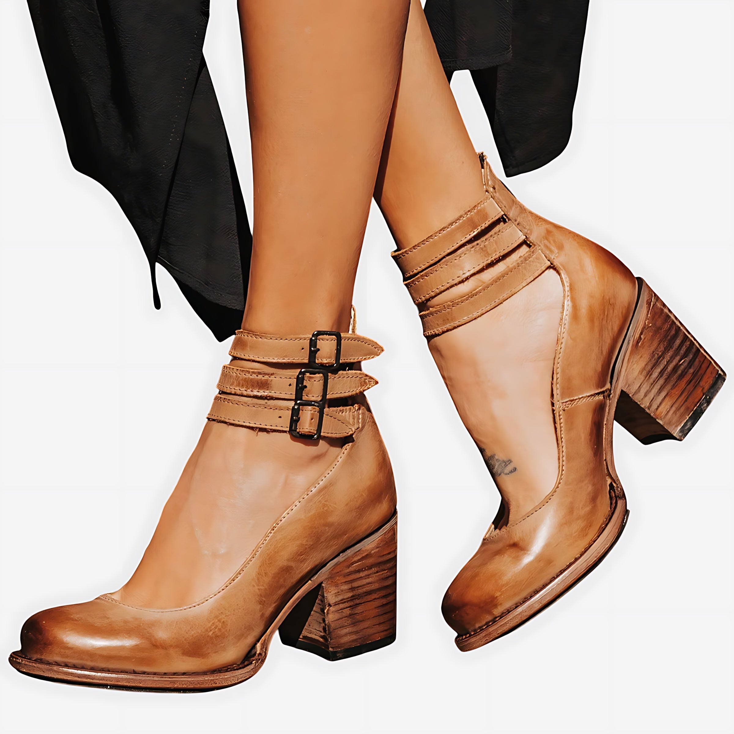 Margaret – Ankle Strap Chunky Block Heel Pumps