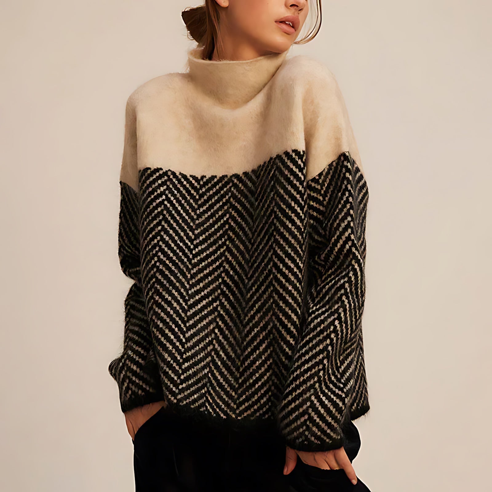 Margaret – Chevron Colorblock Knit Sweater