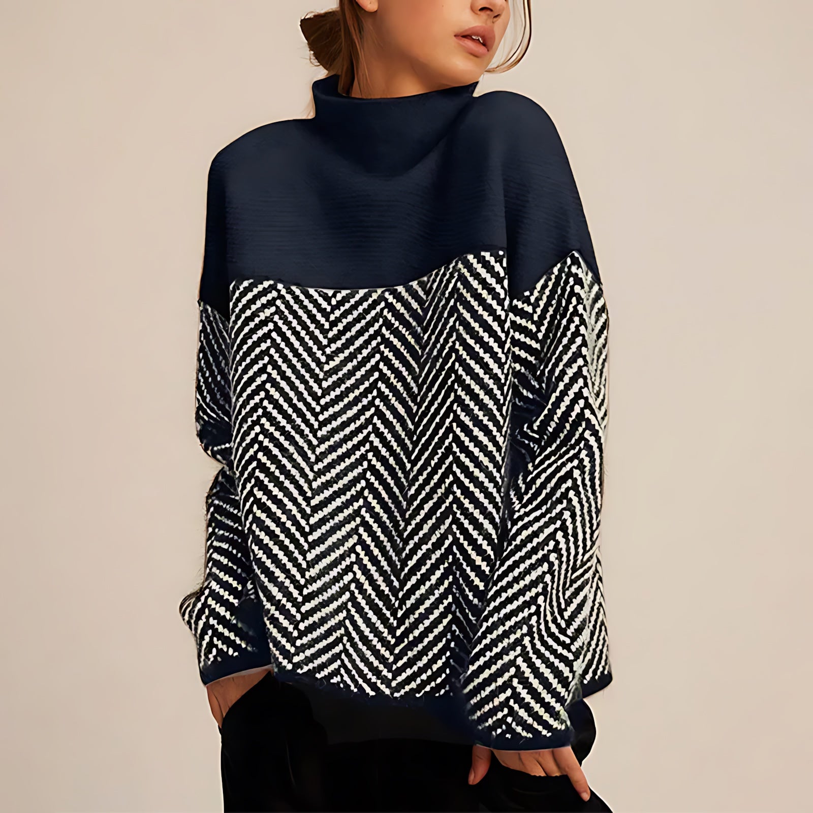 Margaret – Chevron Colorblock Knit Sweater