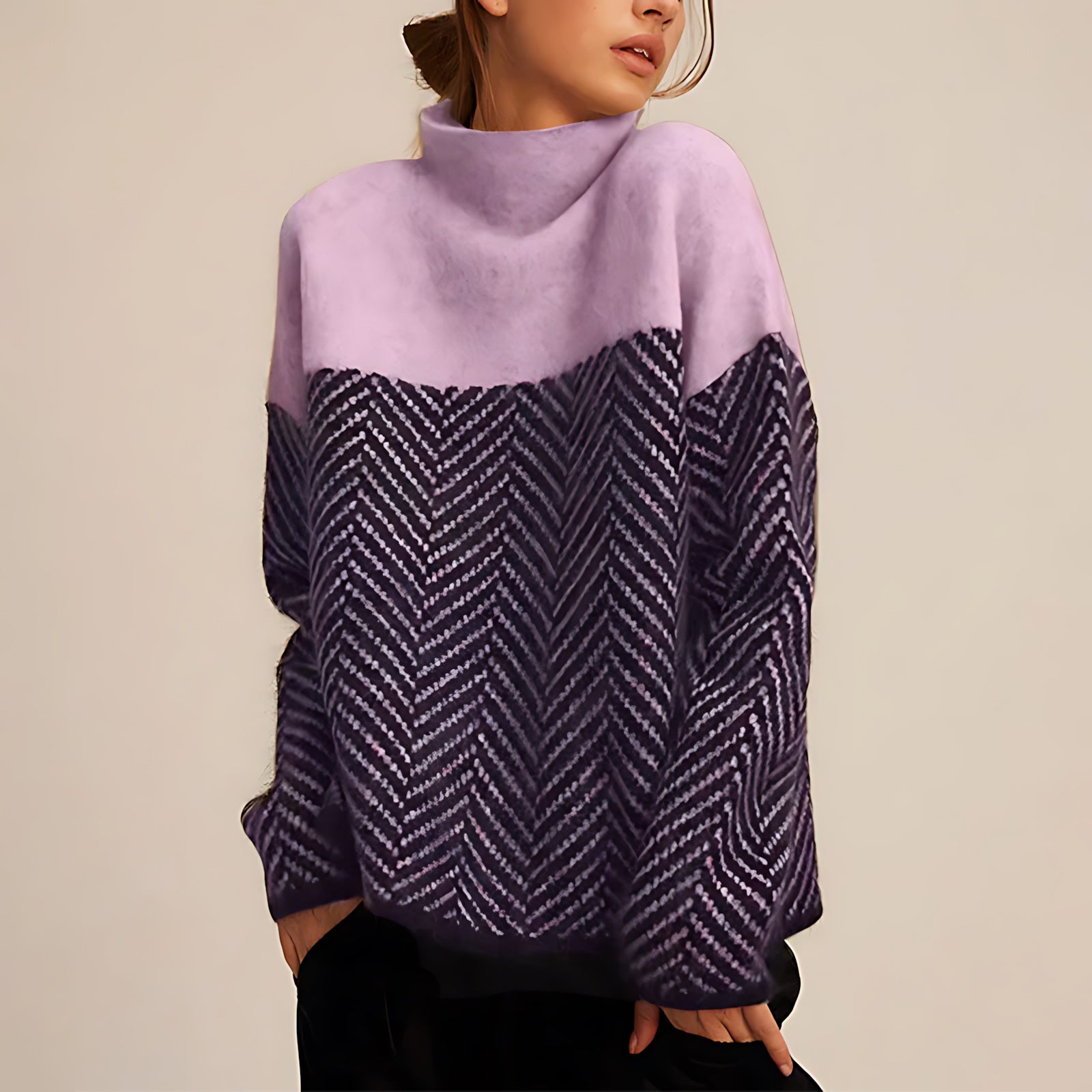 Margaret – Chevron Colorblock Knit Sweater