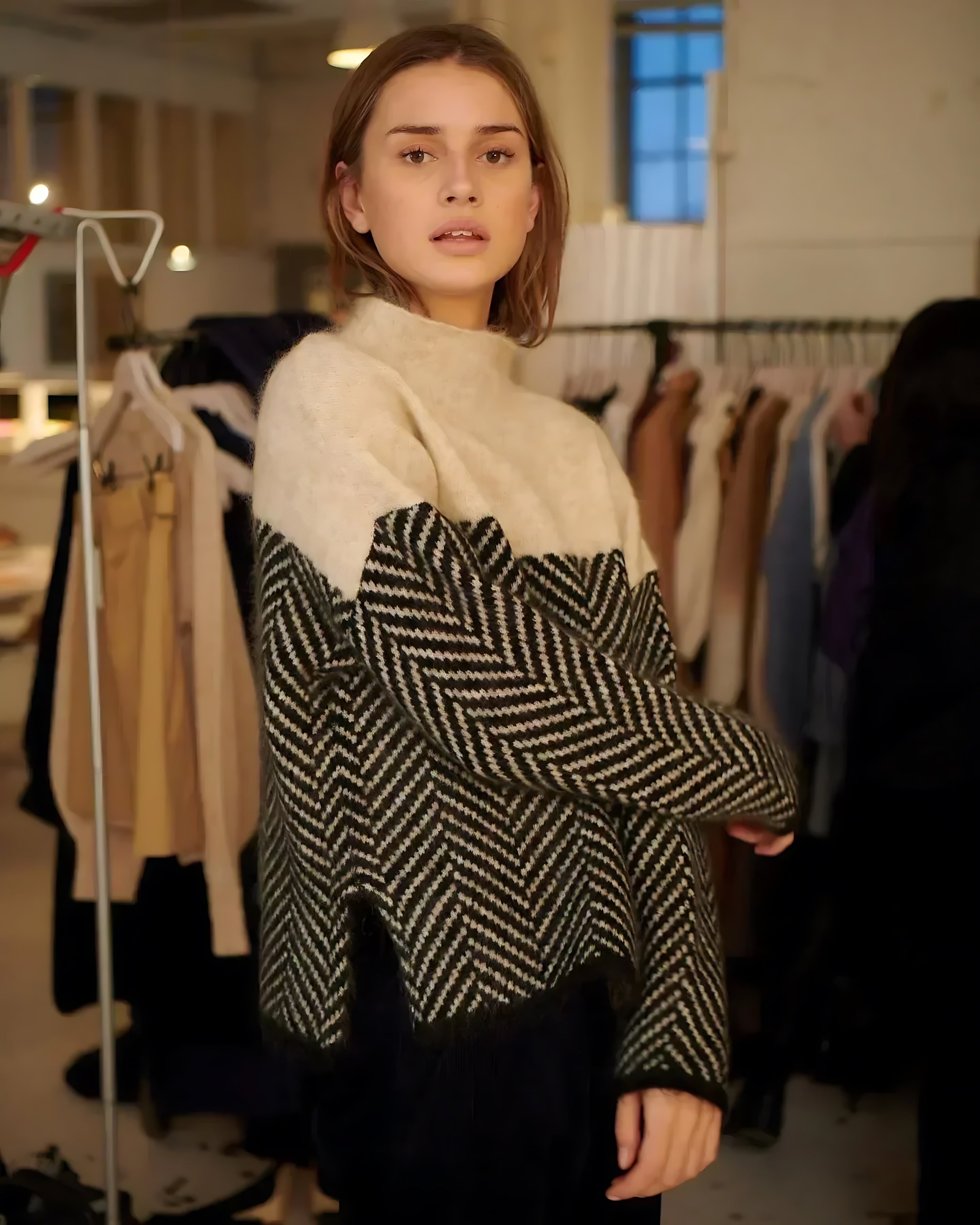 Margaret – Chevron Colorblock Knit Sweater