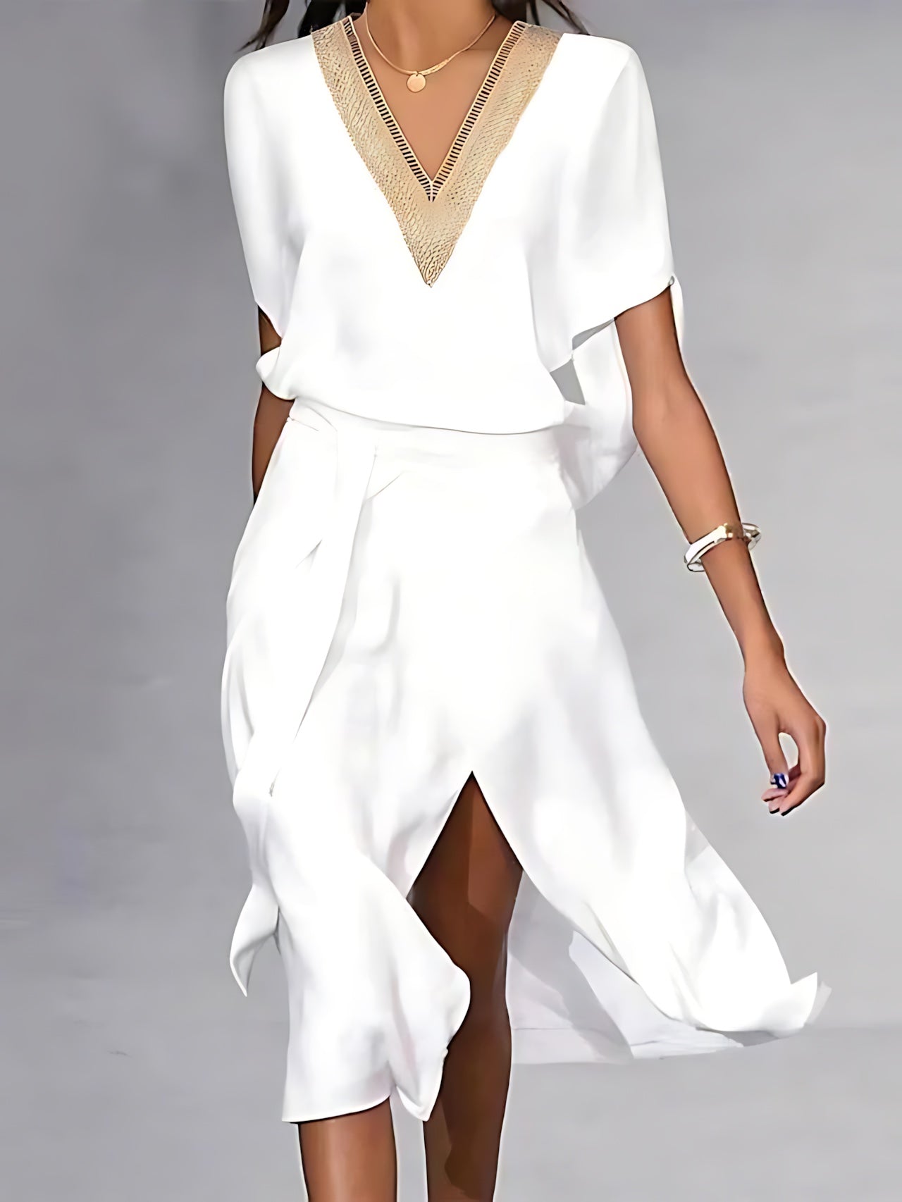 Margaret – V Neck Ruffle Wrap Summer Midi Dress