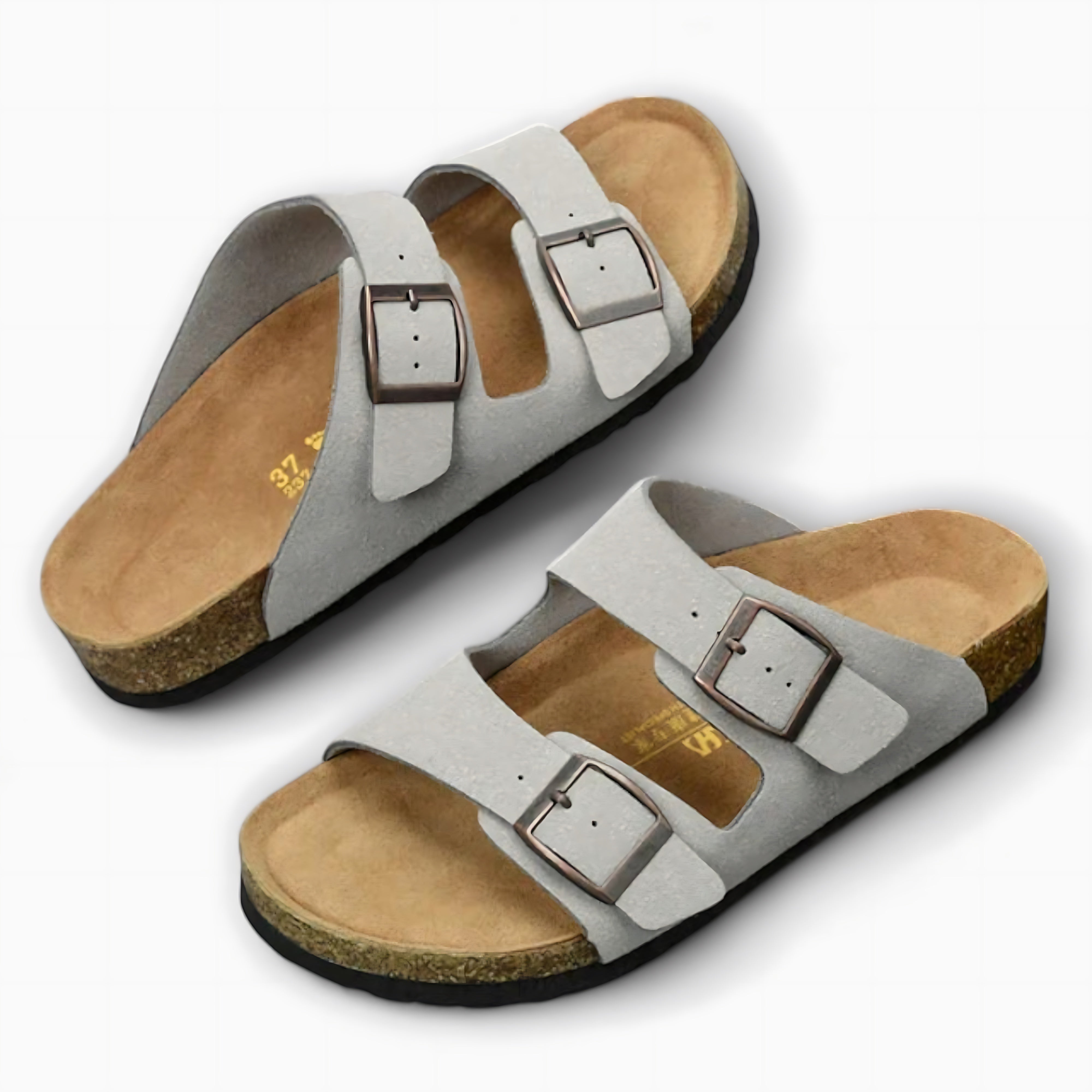 Margot – Double Strap Cork Footbed Slide Sandals