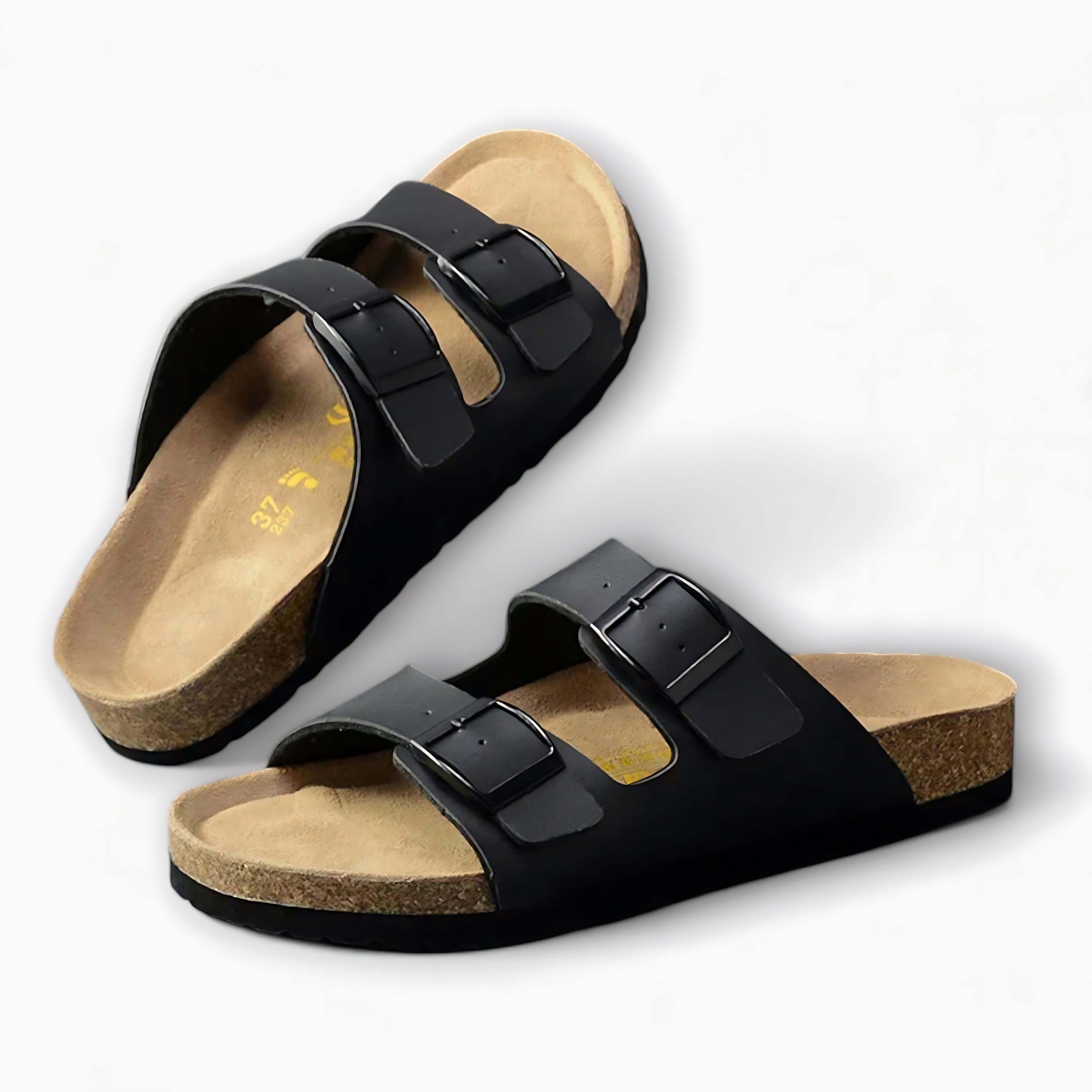 Margot – Double Strap Cork Footbed Slide Sandals