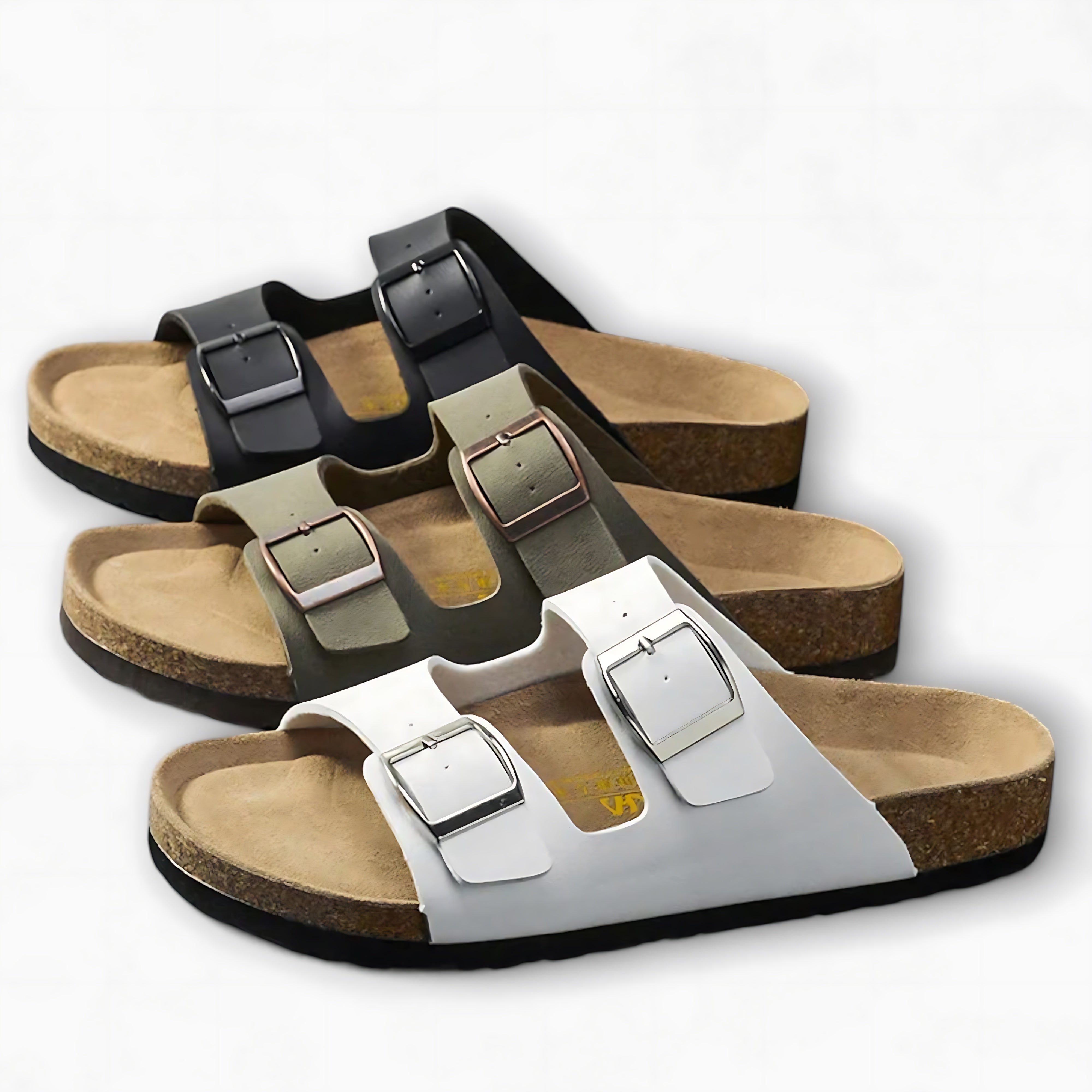 Margot – Double Strap Cork Footbed Slide Sandals
