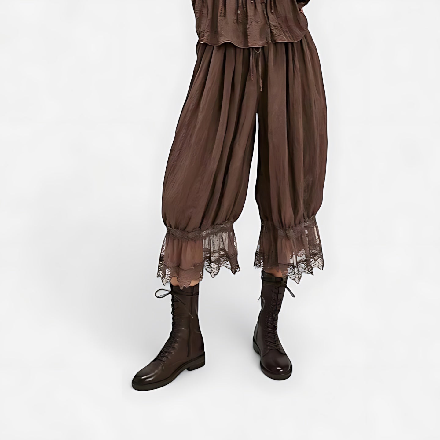 Margot – Lace Ruffle Hem Cropped Pants