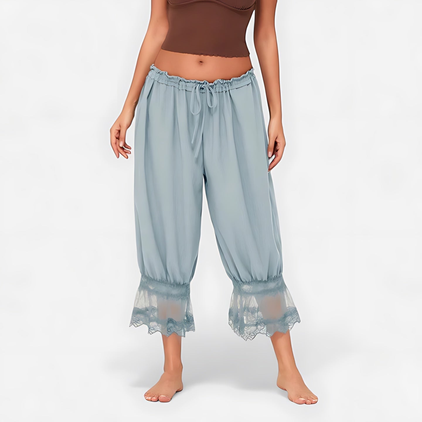 Margot – Lace Ruffle Hem Cropped Pants