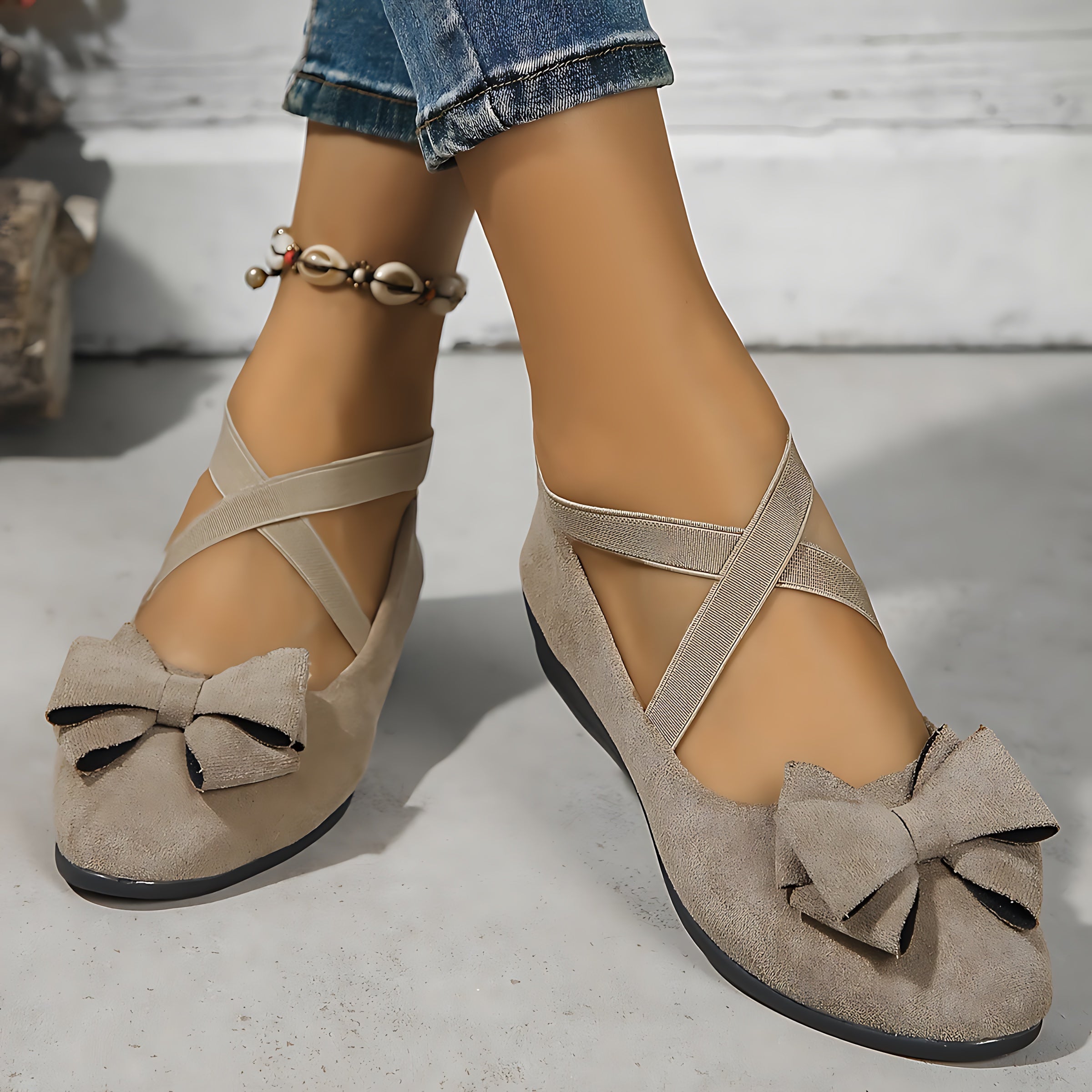 Margot – Suede Criss Cross Lace Up Flats