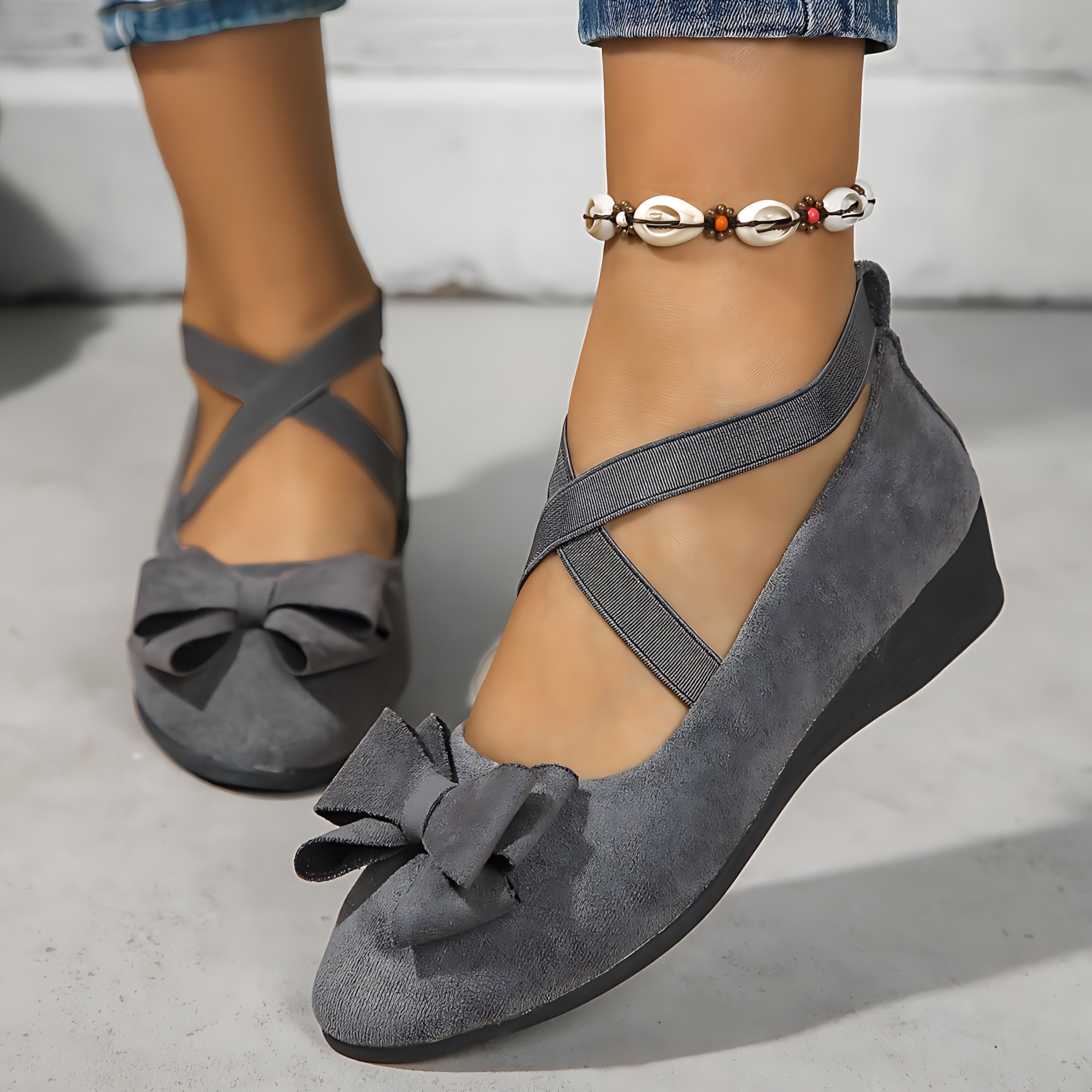 Margot – Suede Criss Cross Lace Up Flats