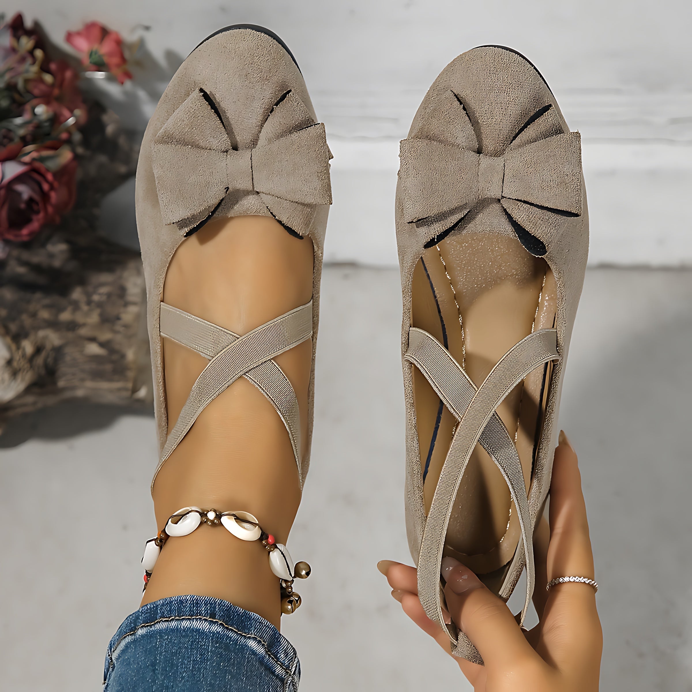 Margot – Suede Criss Cross Lace Up Flats
