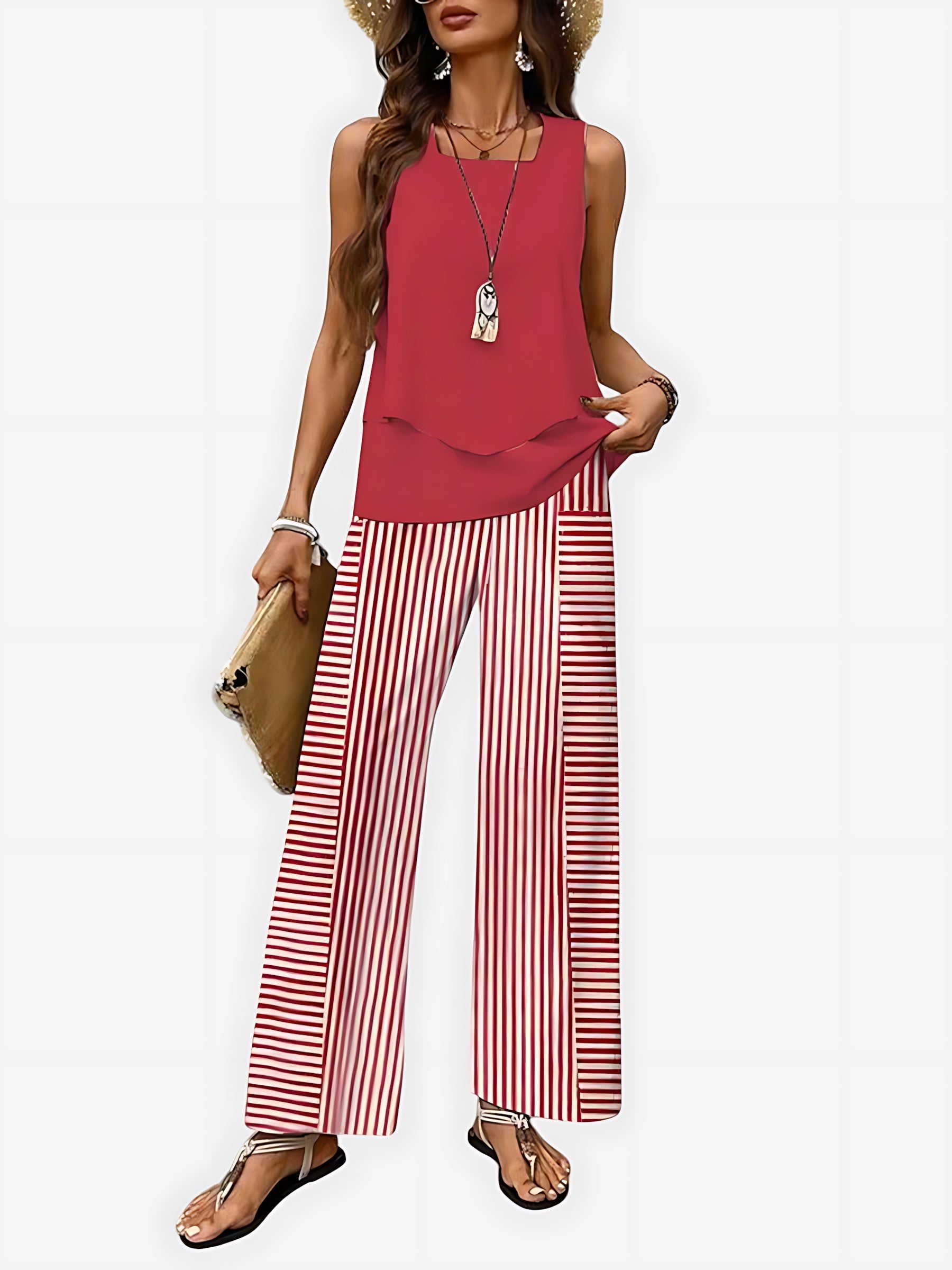 Margot – Tank Top and Floral Print Wide Leg Pants Set