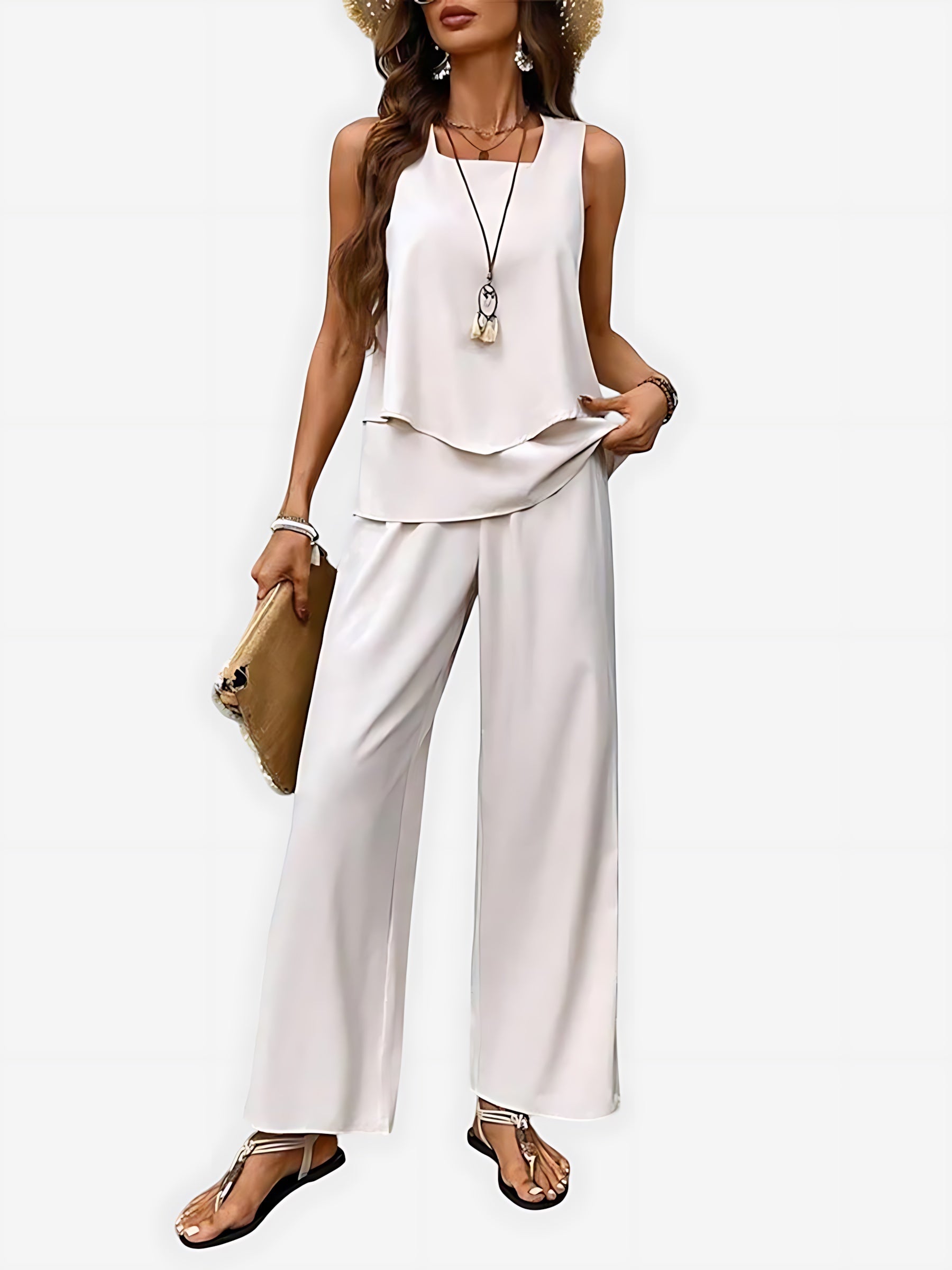 Margot – Tank Top and Floral Print Wide Leg Pants Set