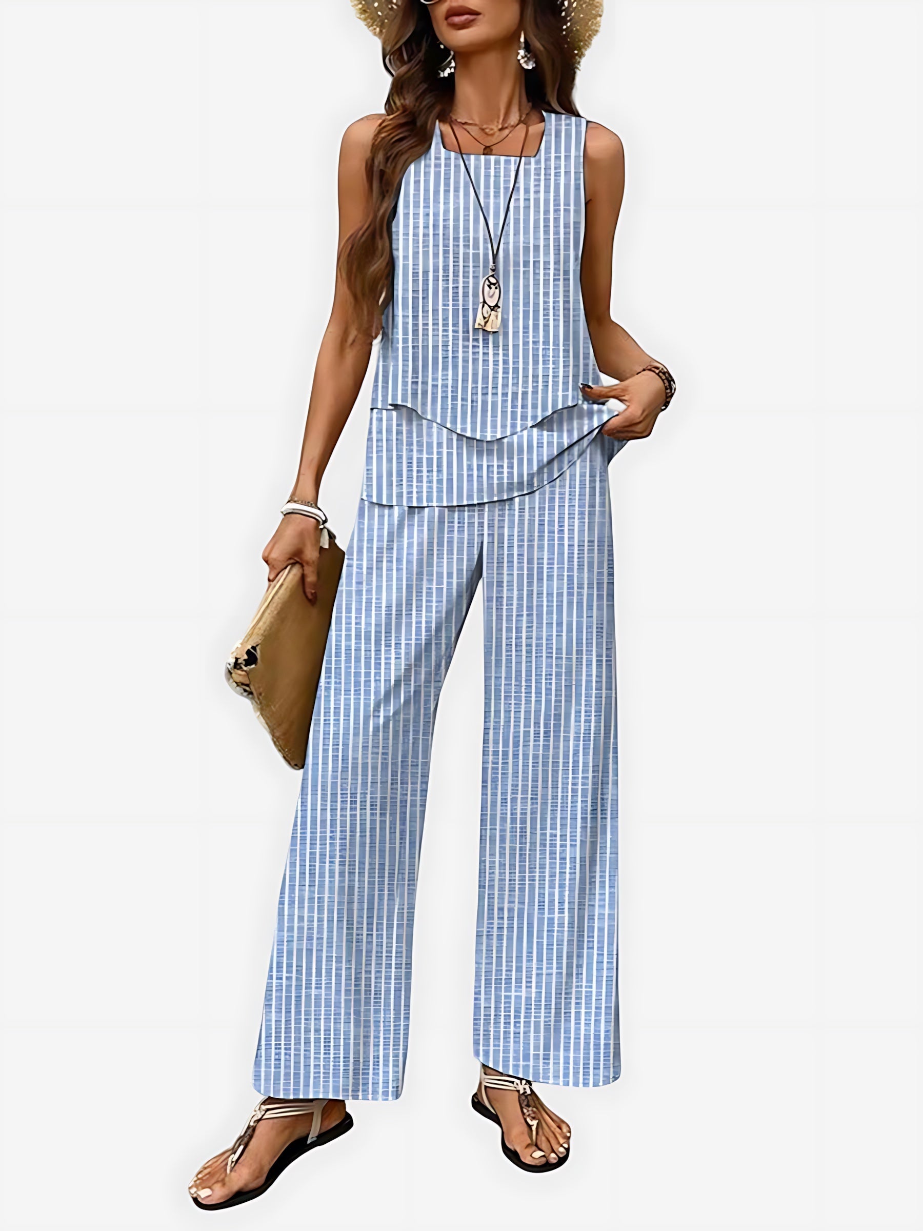 Margot – Tank Top and Floral Print Wide Leg Pants Set