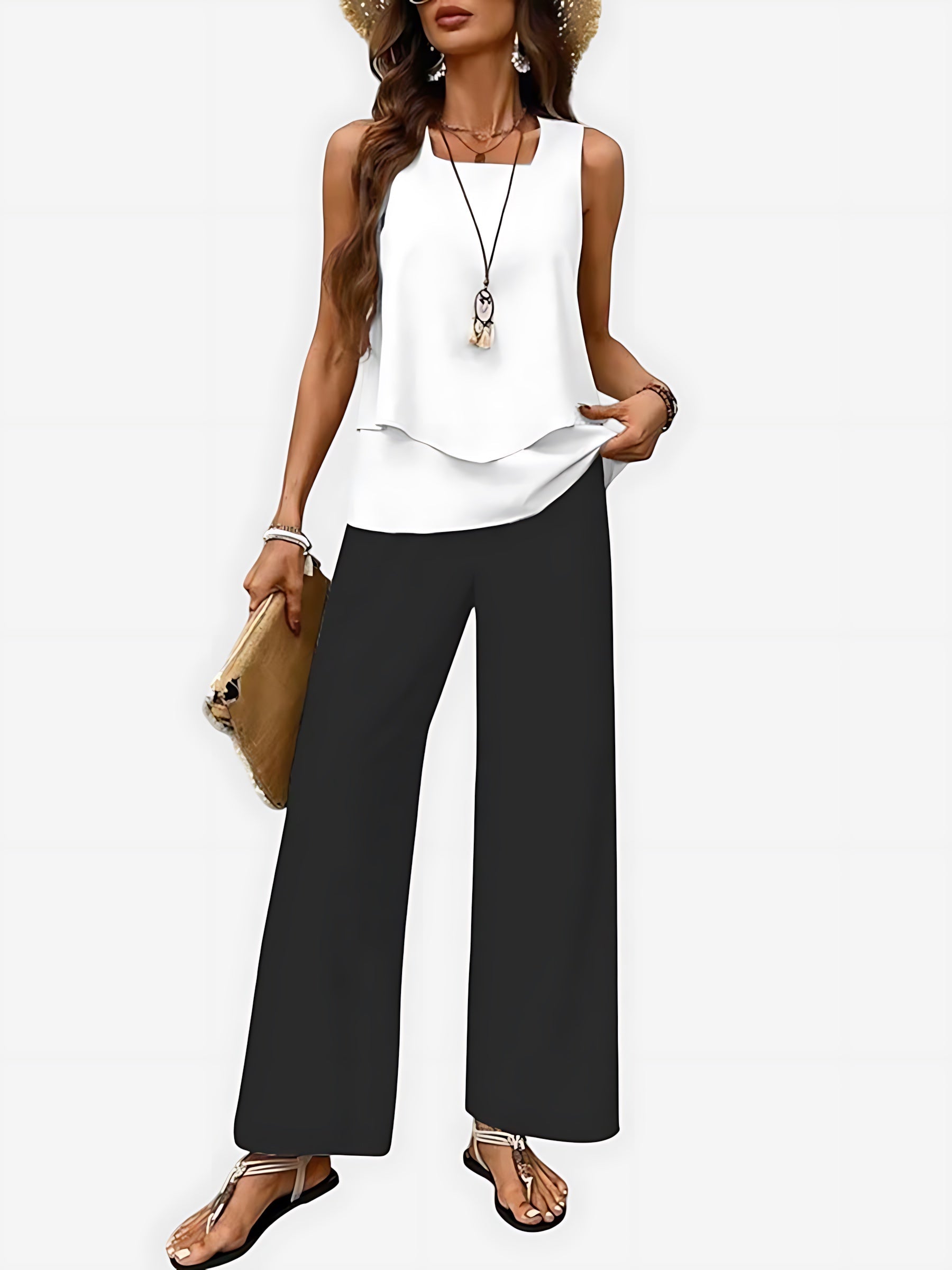Margot – Tank Top and Floral Print Wide Leg Pants Set