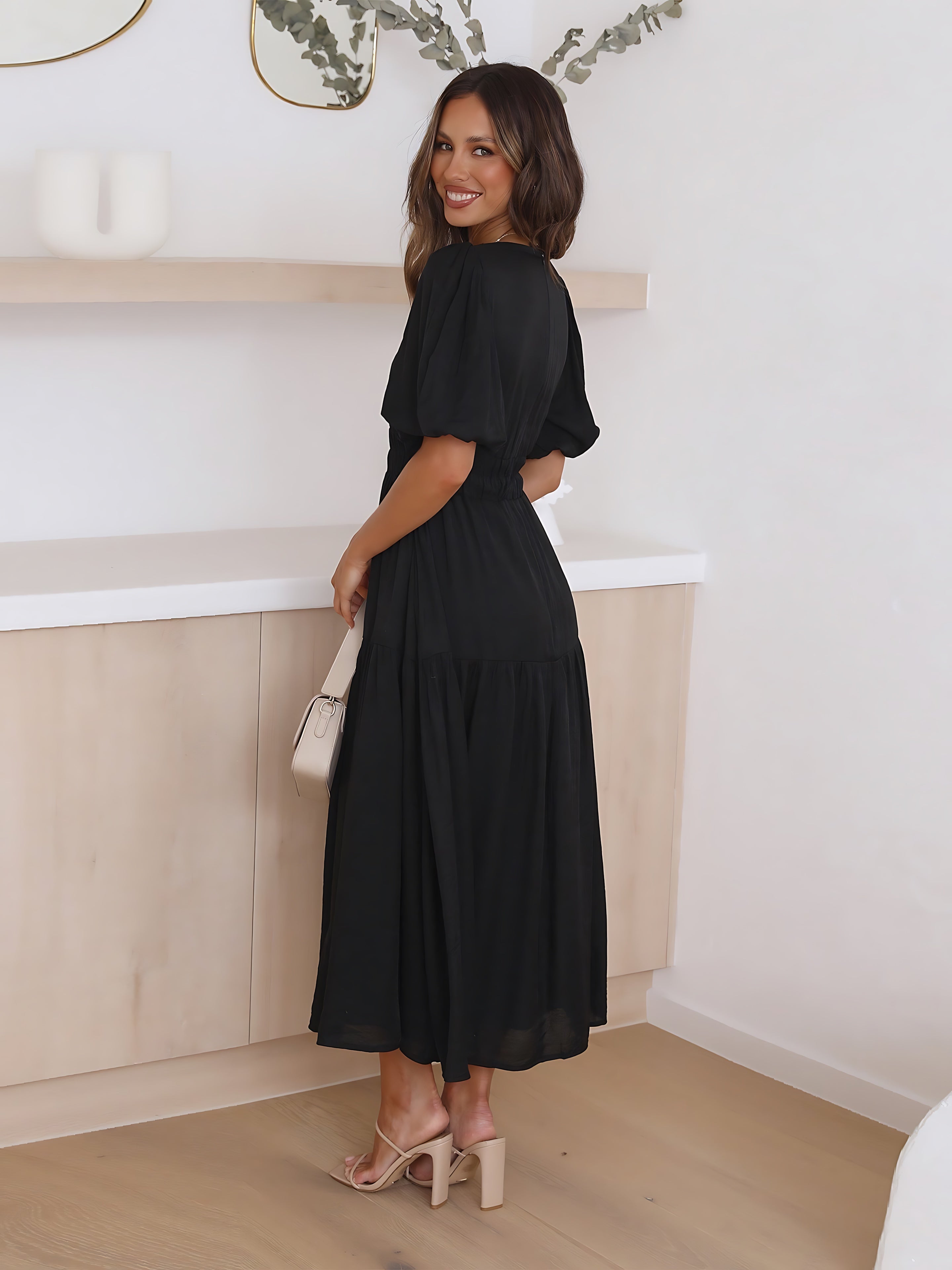 Margot – V Neck Flutter Sleeve Summer Maxi Dress