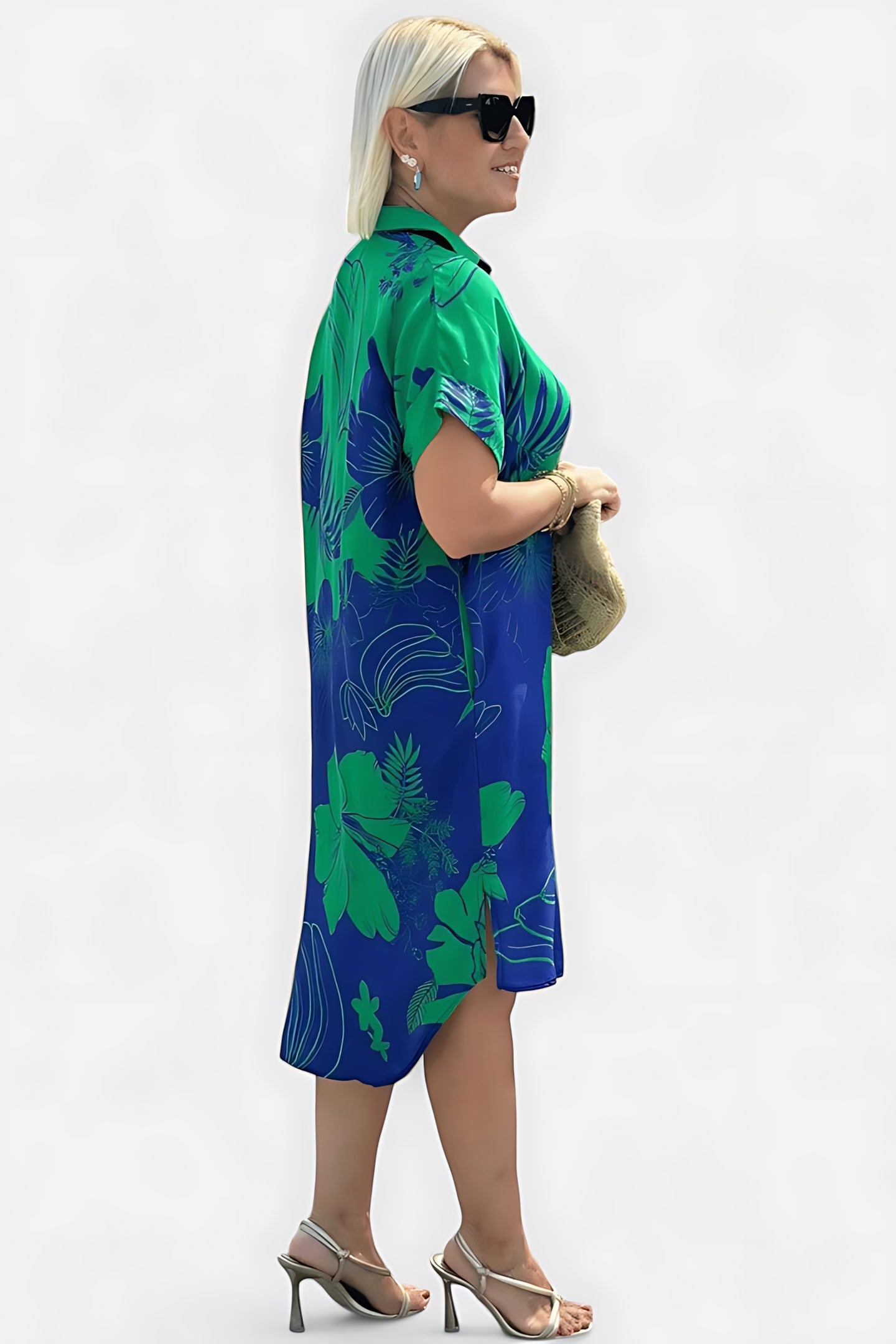 Maria – Floral Print Short Sleeve Summer Midi Dress