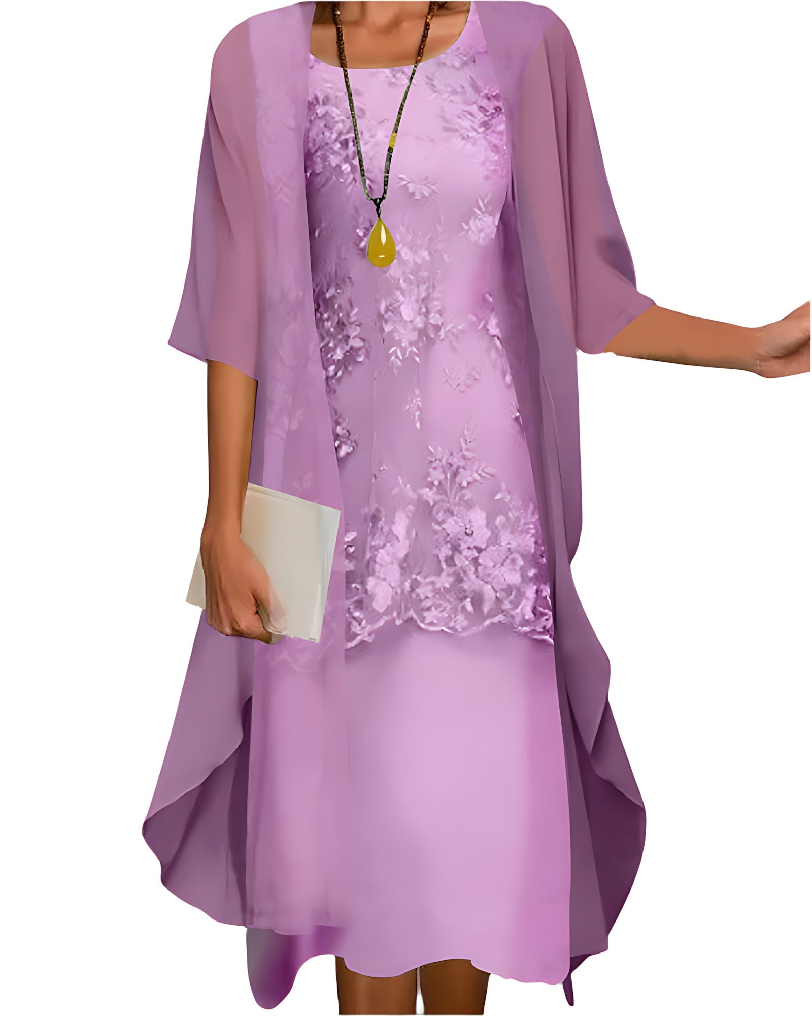 Mariana – Lace Midi Dress And Chiffon Jacket Set