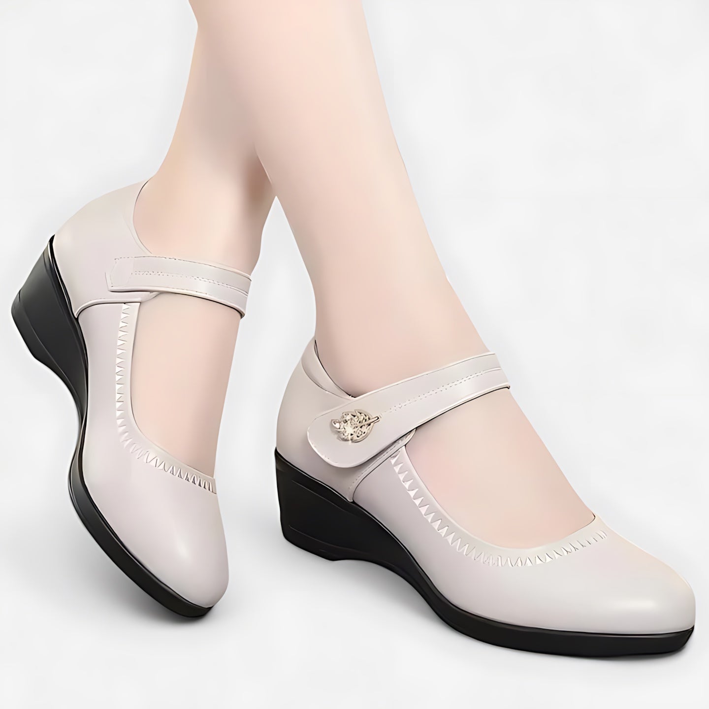 Mariana – Low Wedge Round Toe Mary Jane Shoes