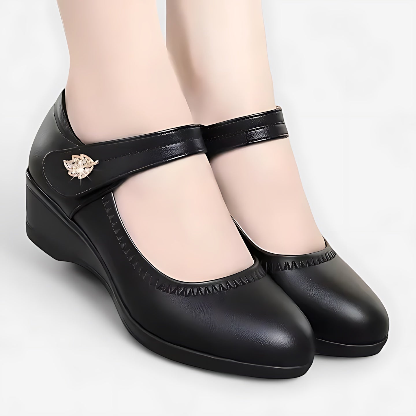 Mariana – Low Wedge Round Toe Mary Jane Shoes
