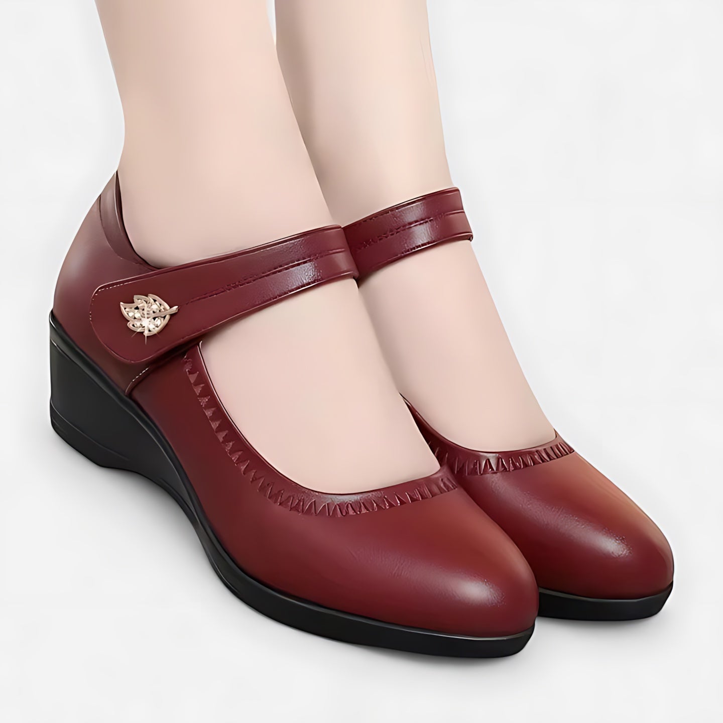 Mariana – Low Wedge Round Toe Mary Jane Shoes