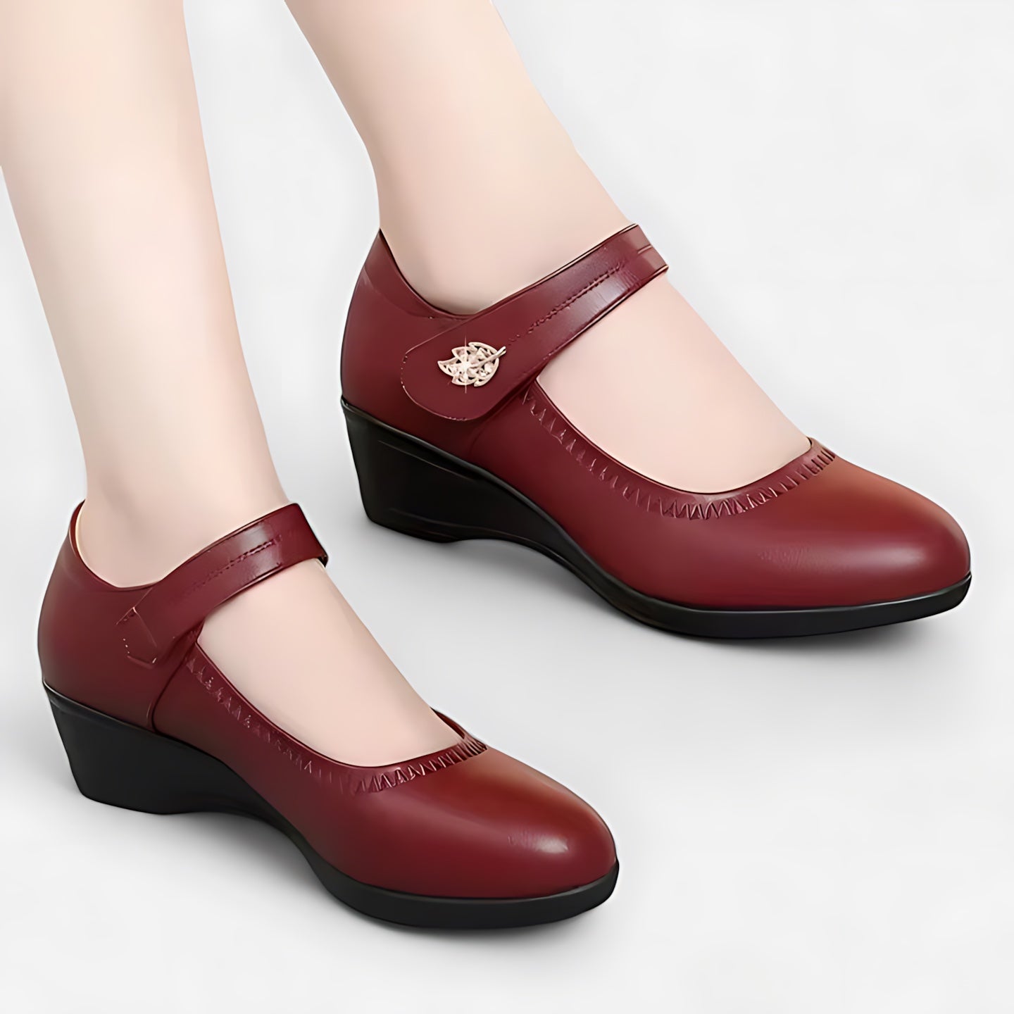 Mariana – Low Wedge Round Toe Mary Jane Shoes