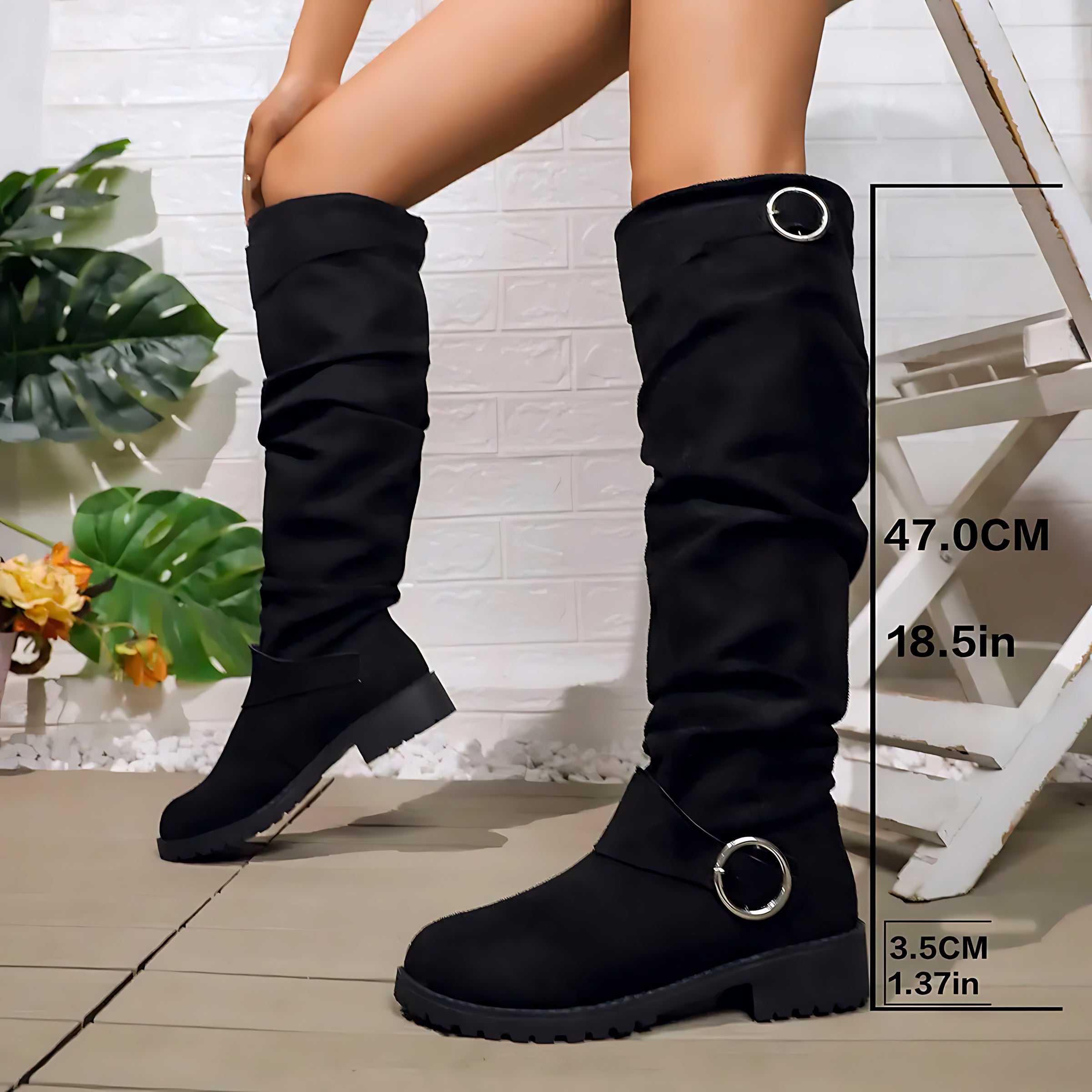 Mariana – Suede Slouchy Knee High Boots