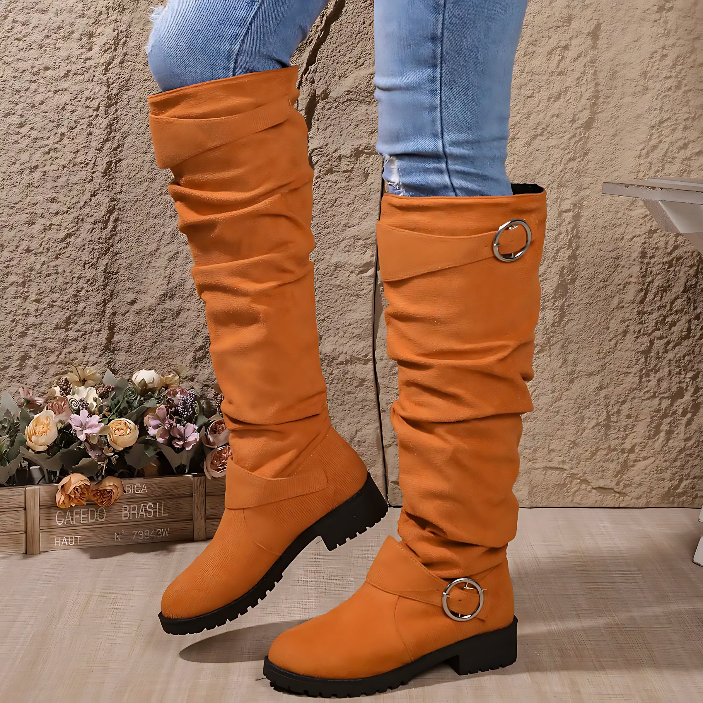 Mariana – Suede Slouchy Knee High Boots