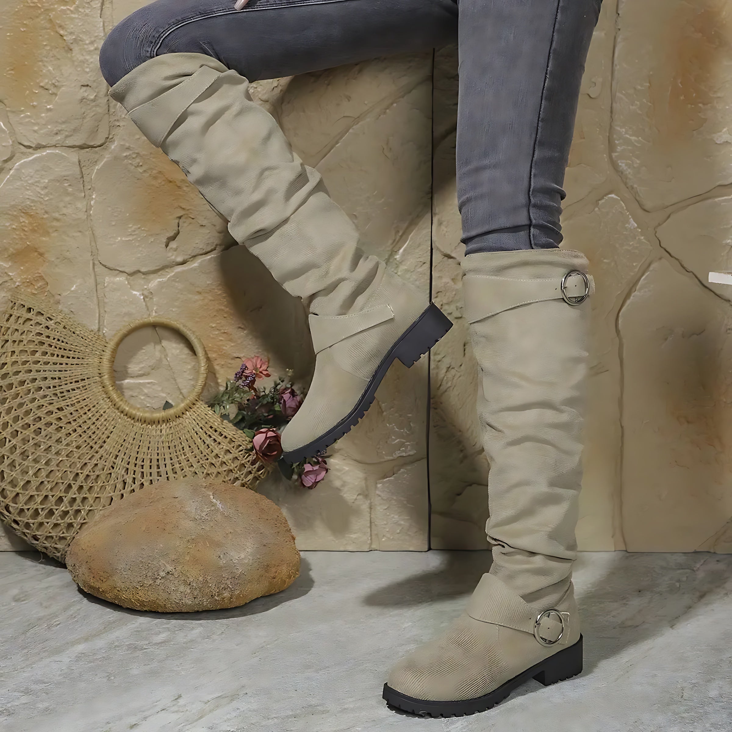 Mariana – Suede Slouchy Knee High Boots