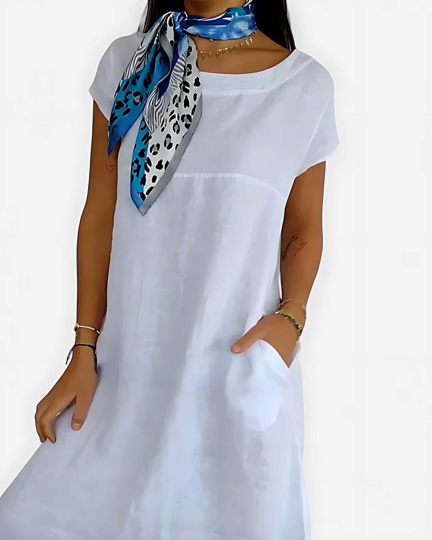 Marina – Cap Sleeve Shift Summer Midi Dress