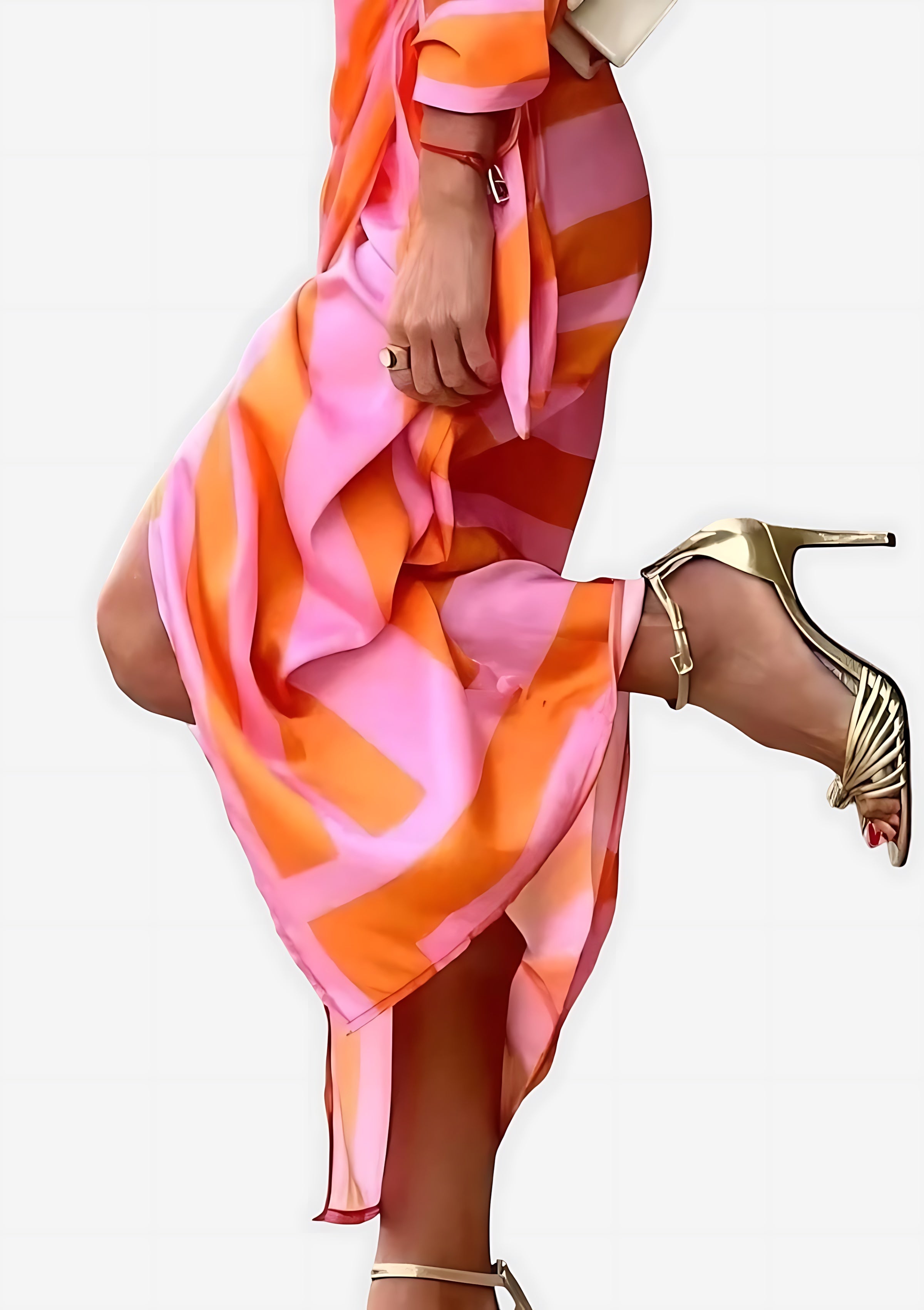 Marlowe – Abstract Print Tie Waist Wrap Midi Dress