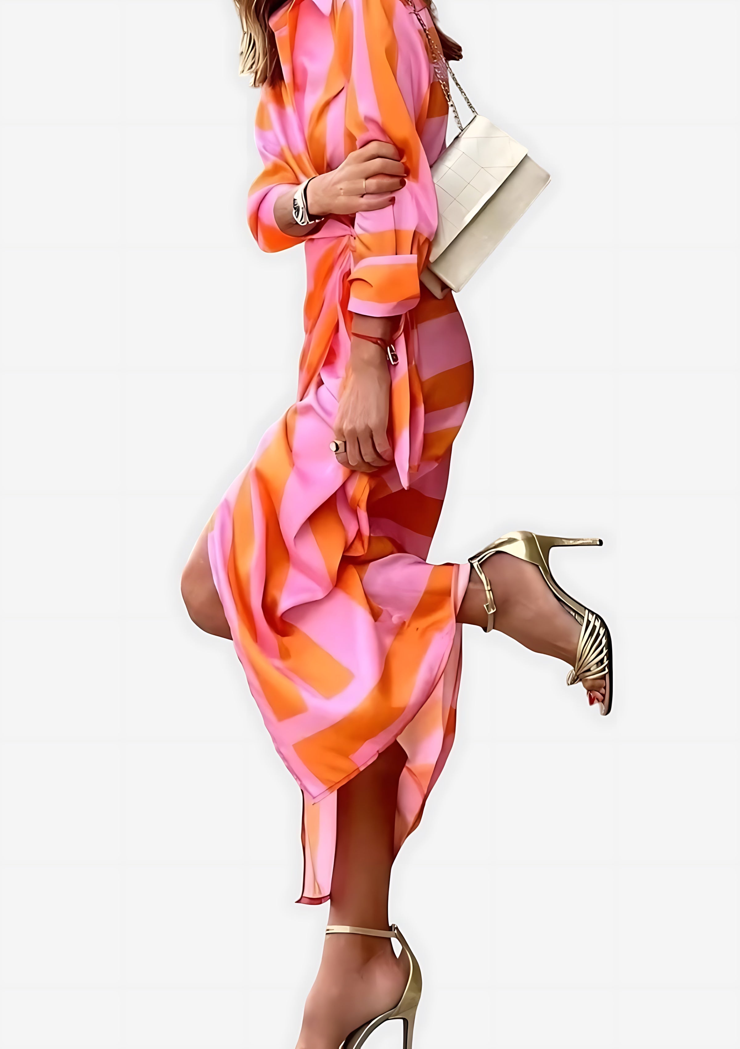Marlowe – Abstract Print Tie Waist Wrap Midi Dress