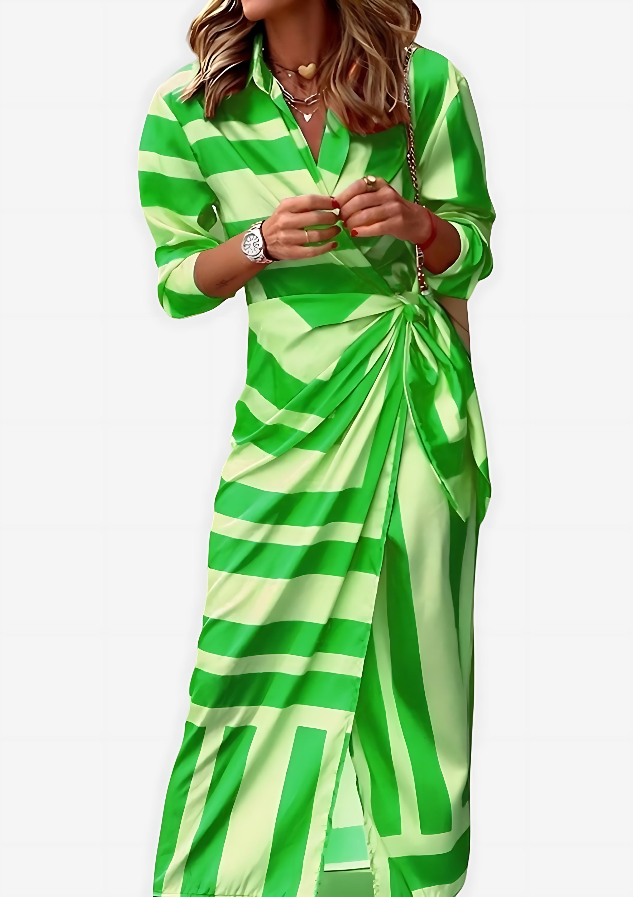 Marlowe – Abstract Print Tie Waist Wrap Midi Dress