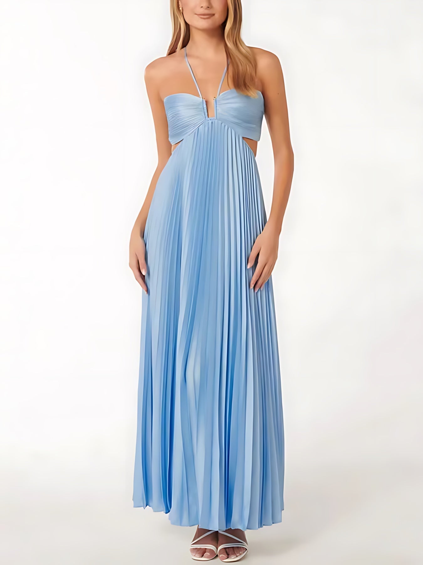 Marlowe – Pleated Backless Wedding Guest Maxi Dress