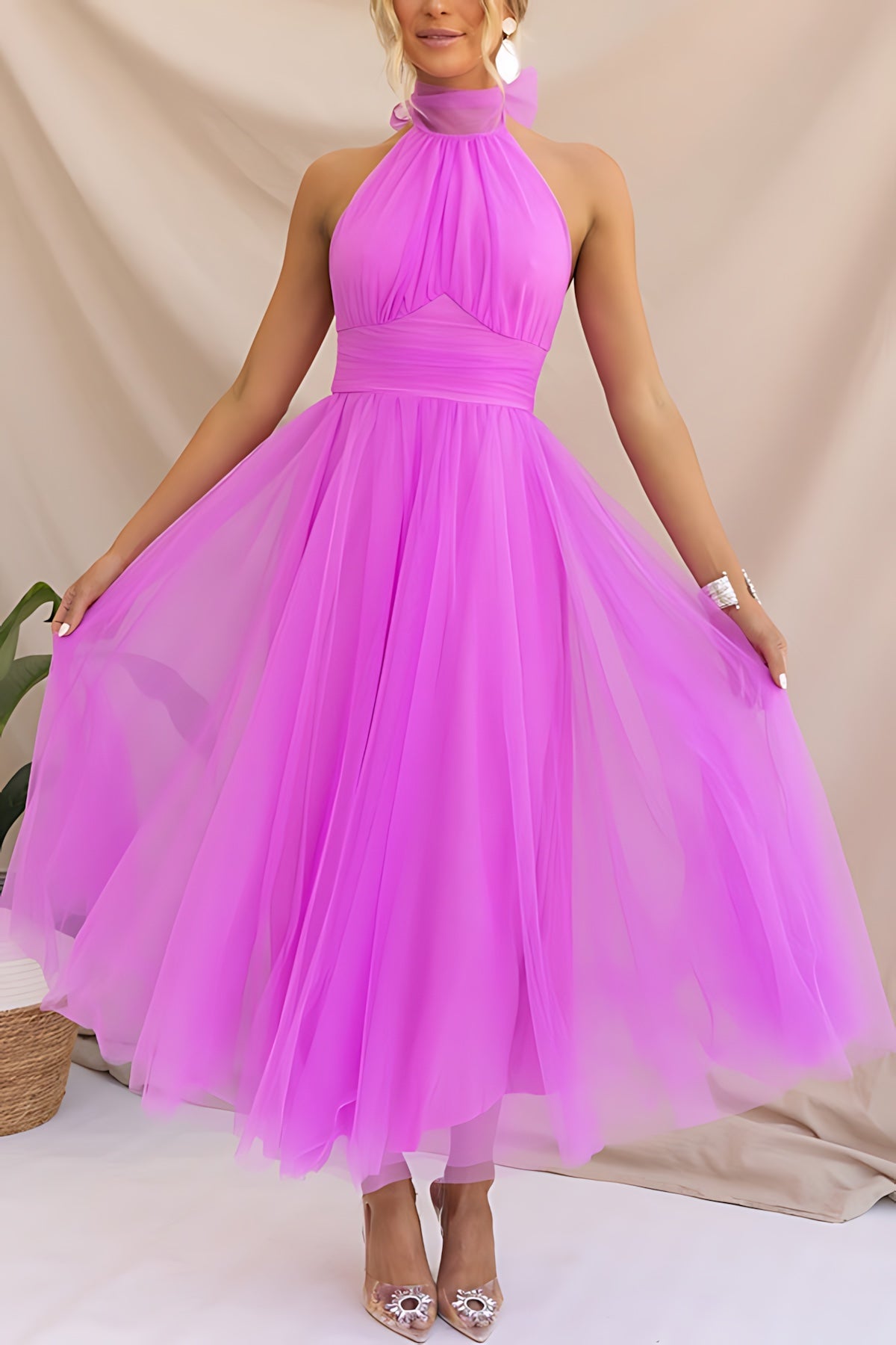 Marlowe – Tulle Halter Wedding Guest Midi Dress