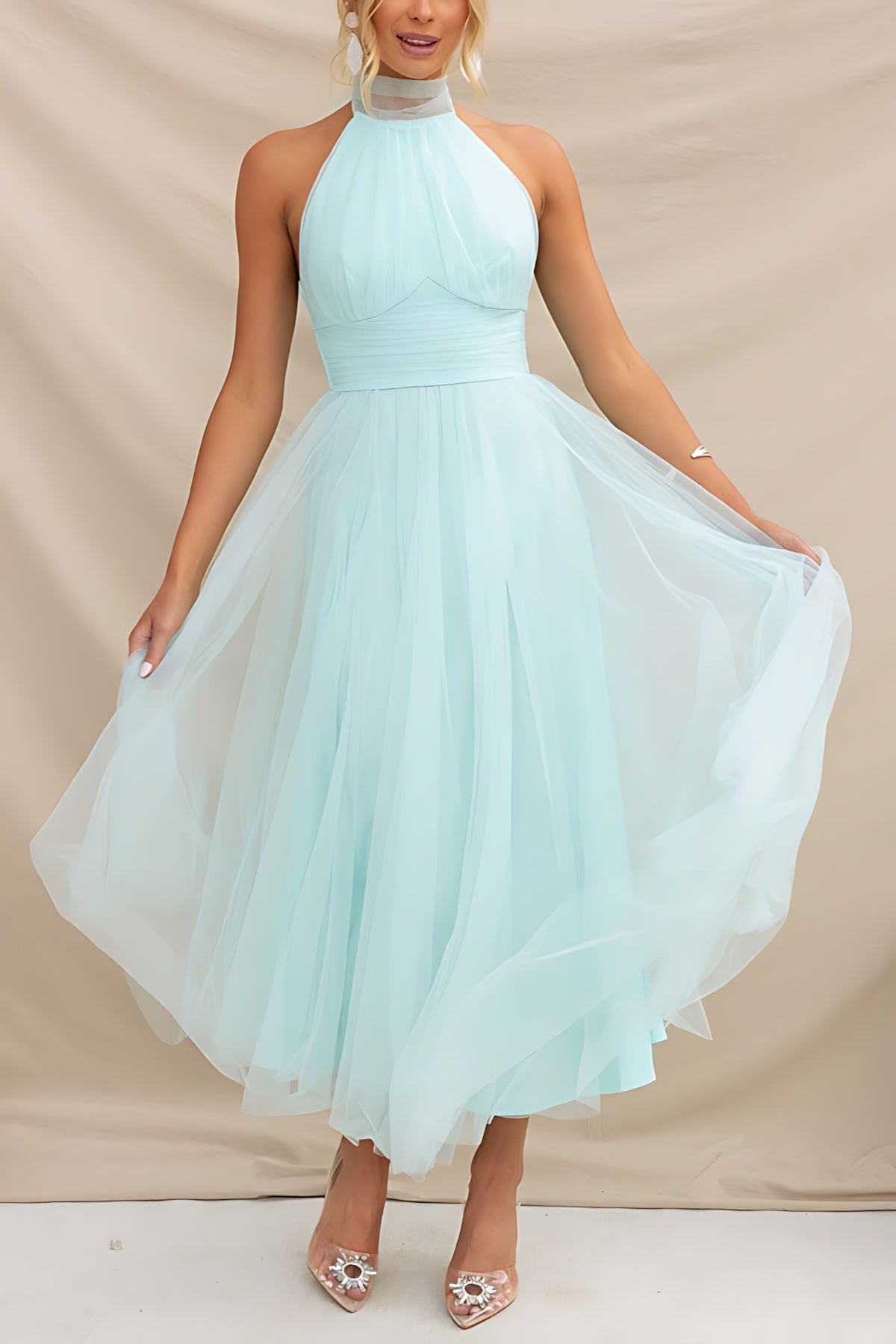 Marlowe – Tulle Halter Wedding Guest Midi Dress