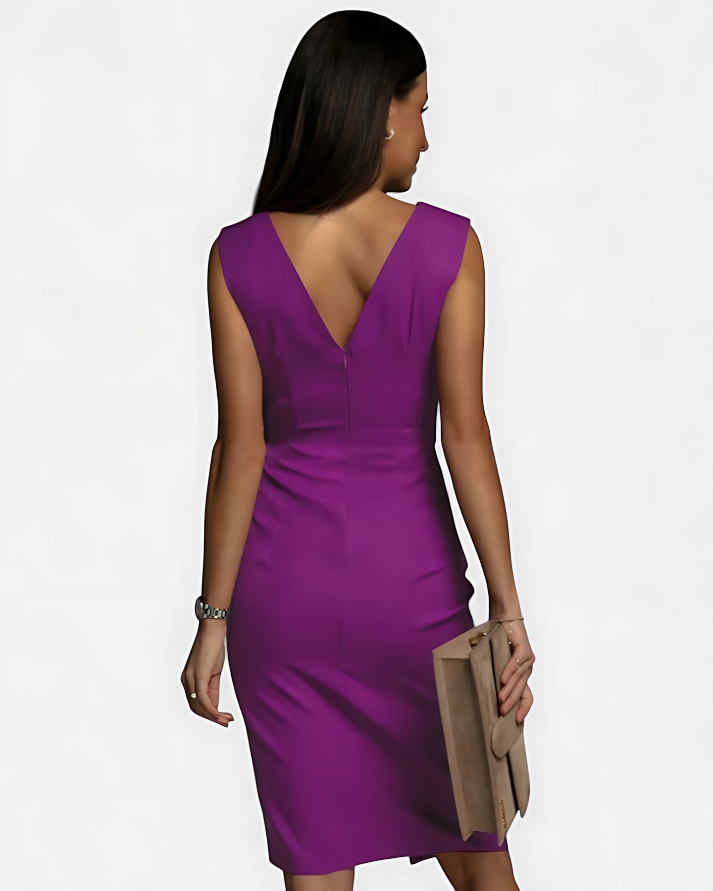 Mary – Ruched V Neck Bodycon Cocktail Midi Dress