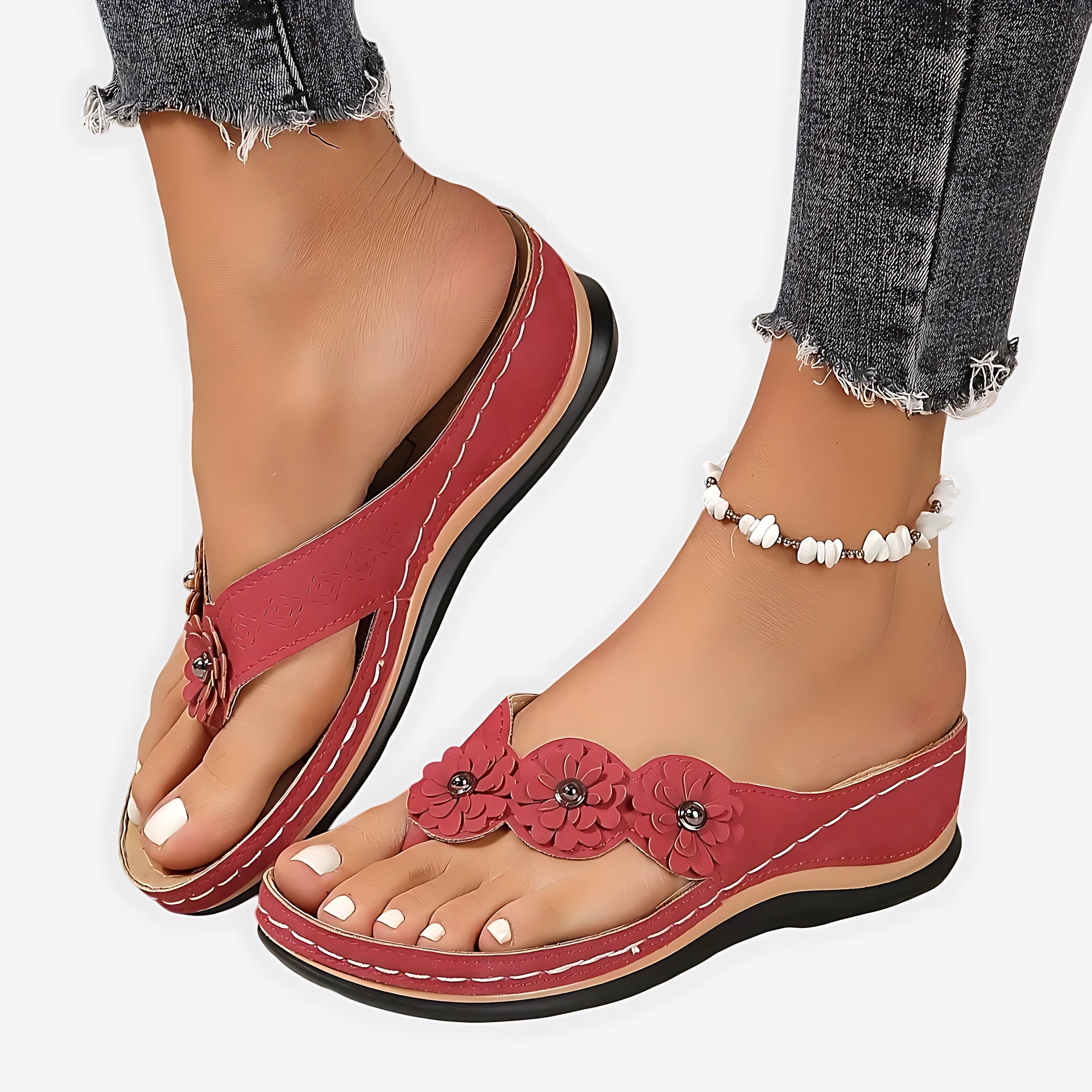 Mary – Woven Wedge Thong Sandals