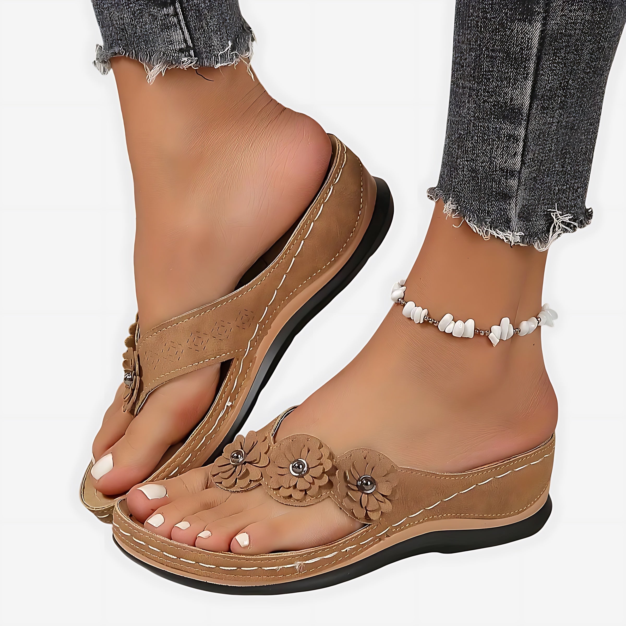 Mary – Woven Wedge Thong Sandals