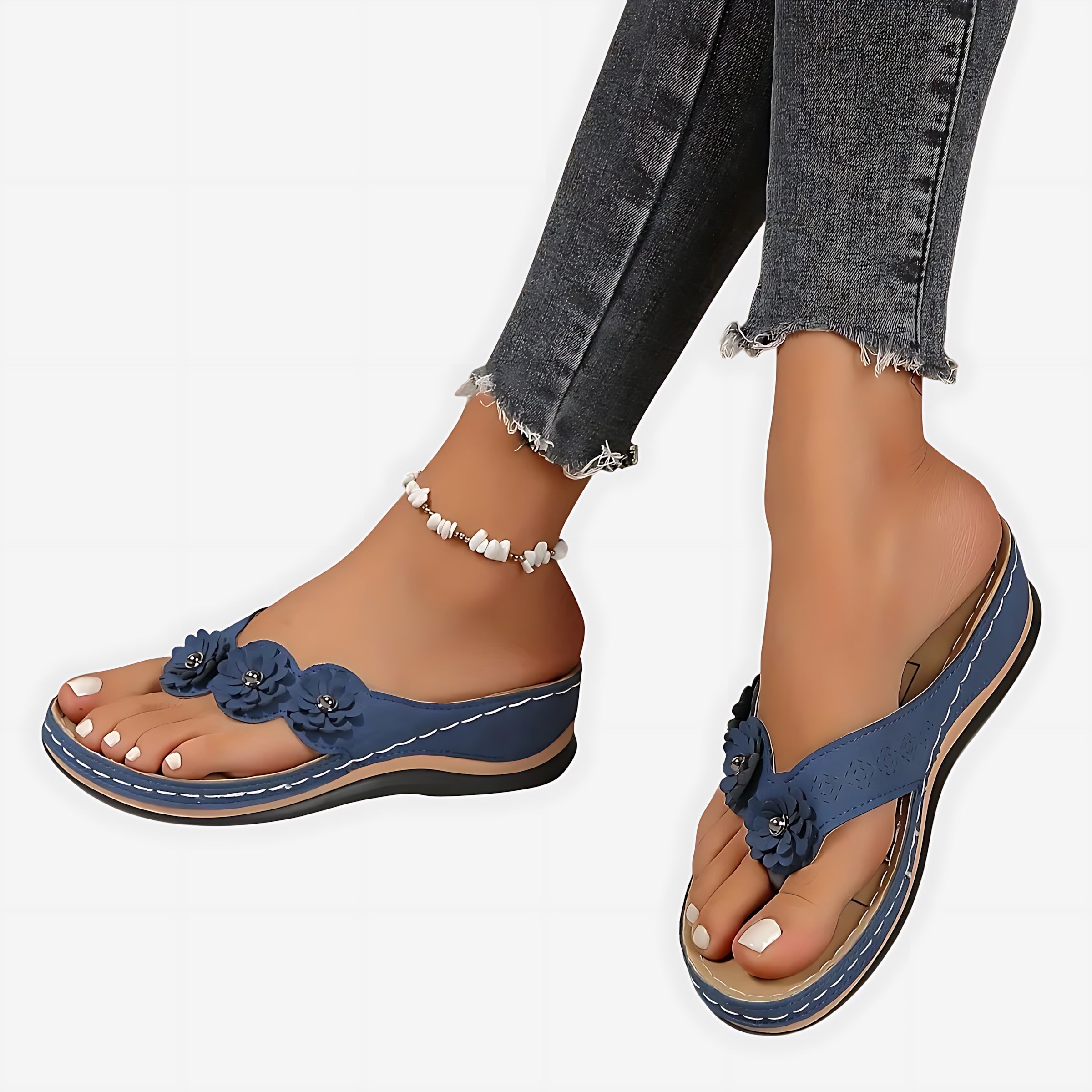 Mary – Woven Wedge Thong Sandals