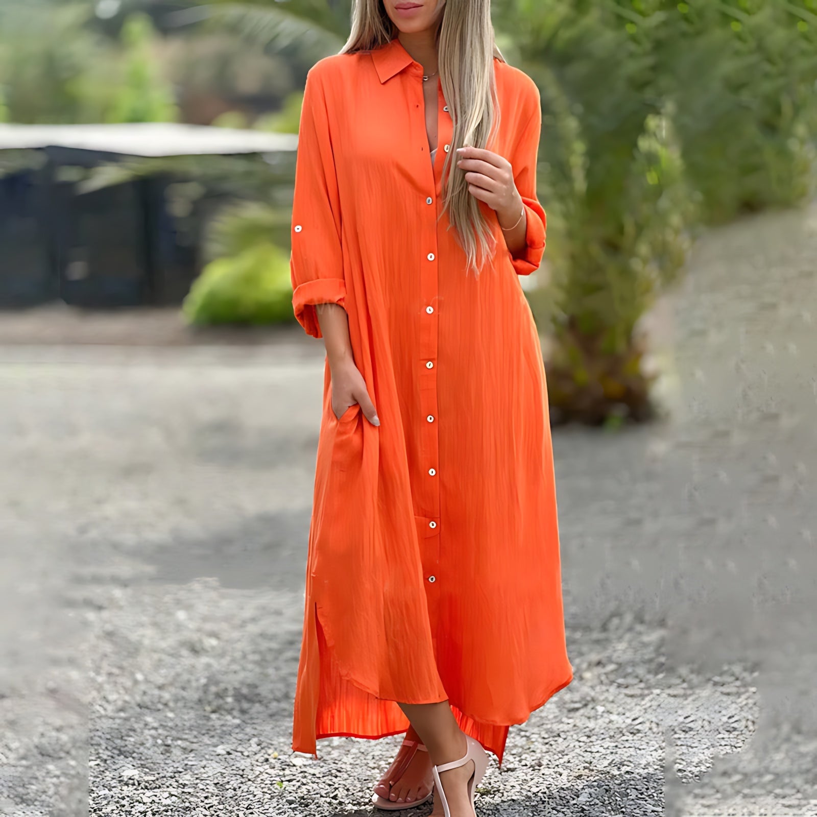Matilda – Collared Long Sleeve Maxi Shirt Dress