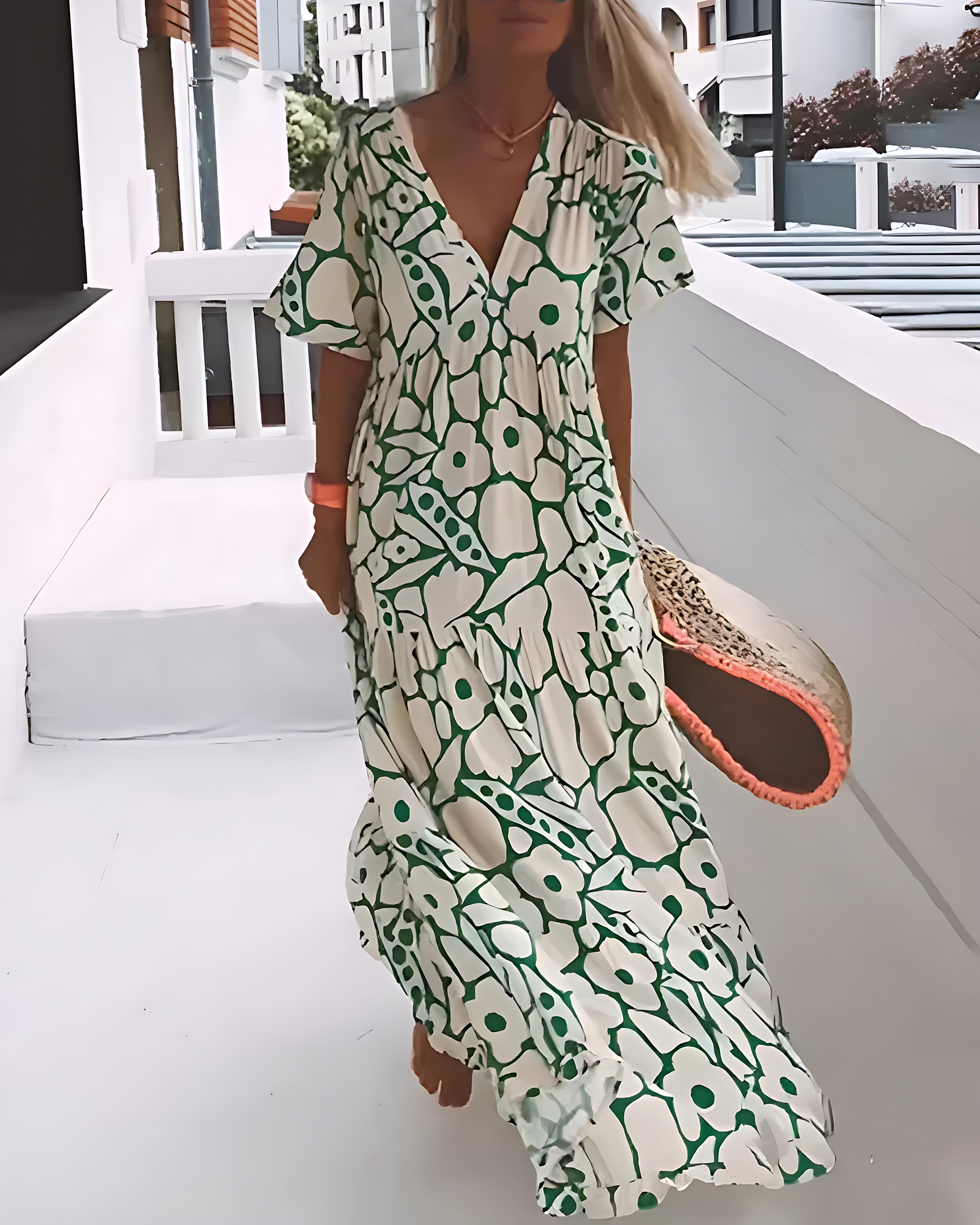 Matilda – Floral Print V Neck Summer Maxi Dress