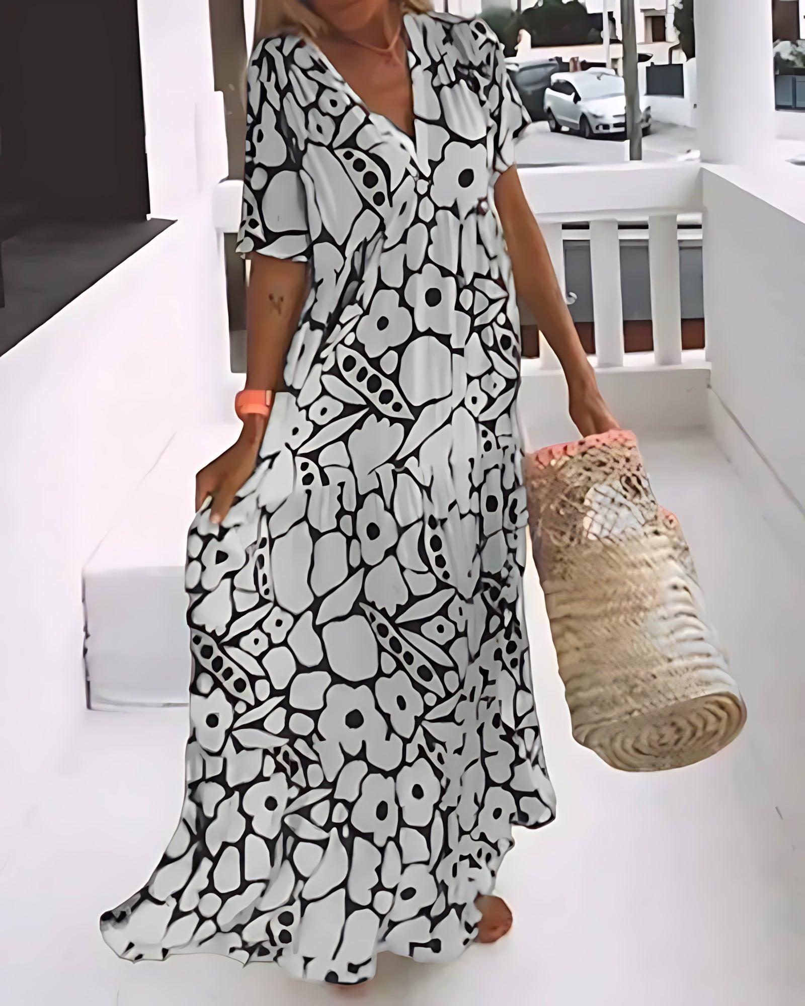 Matilda – Floral Print V Neck Summer Maxi Dress