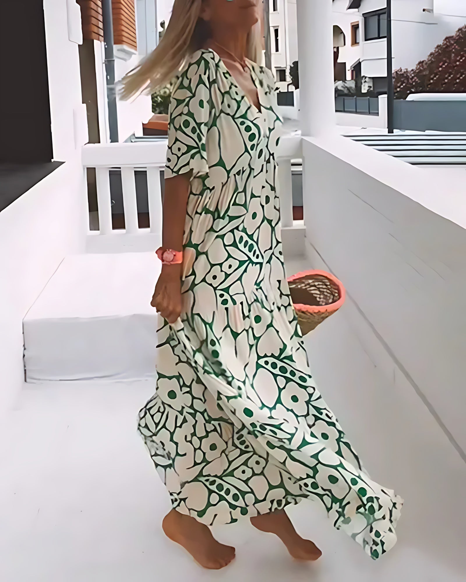 Matilda – Floral Print V Neck Summer Maxi Dress
