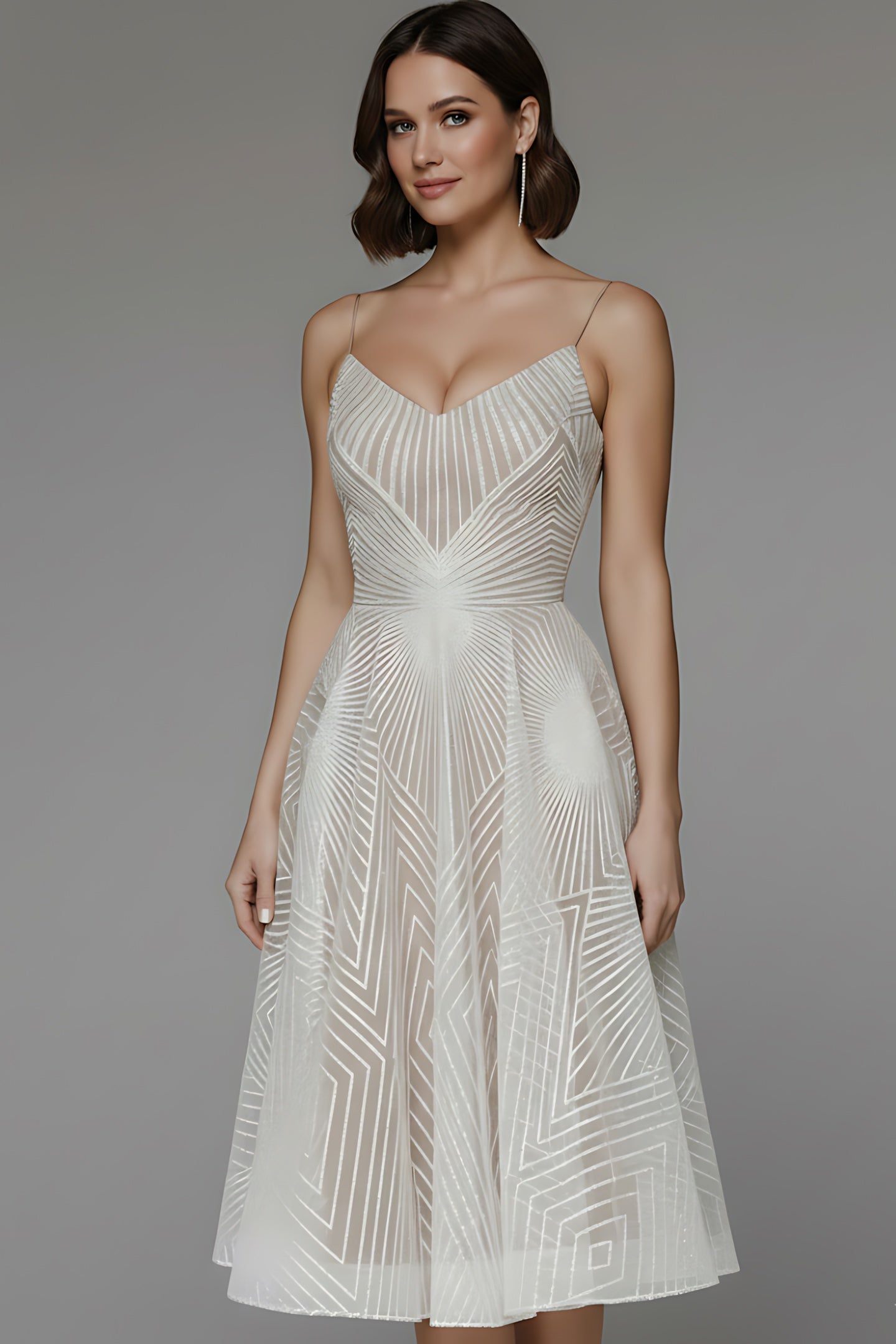 Matilda – Geometric Jacquard Fit and Flare Cocktail Dress