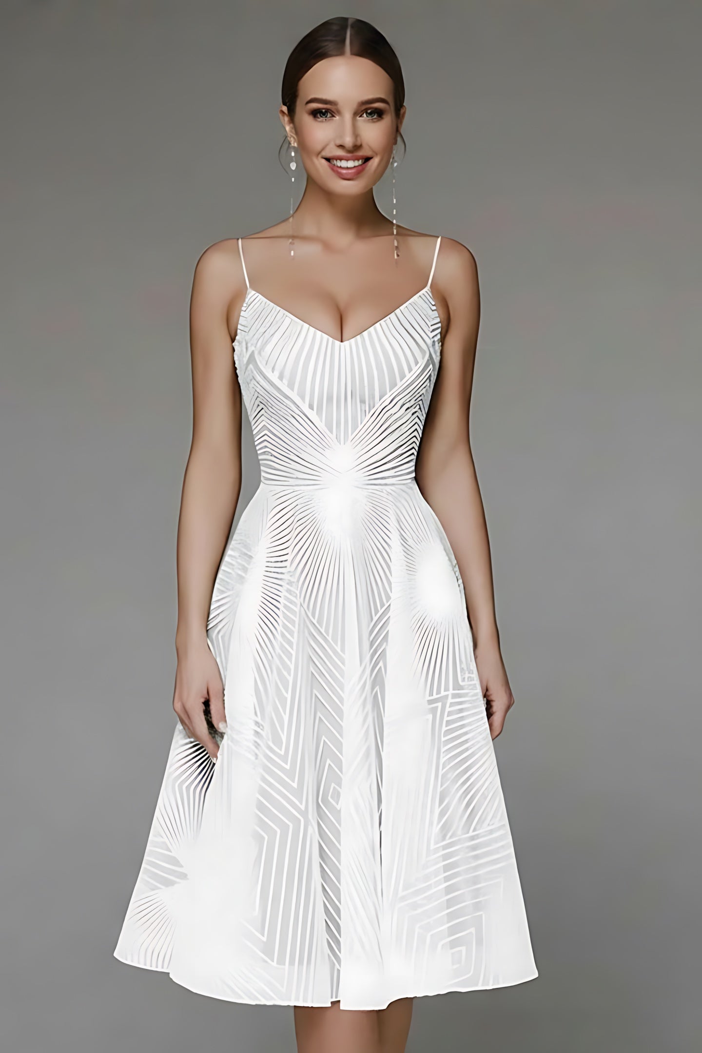 Matilda – Geometric Jacquard Fit and Flare Cocktail Dress