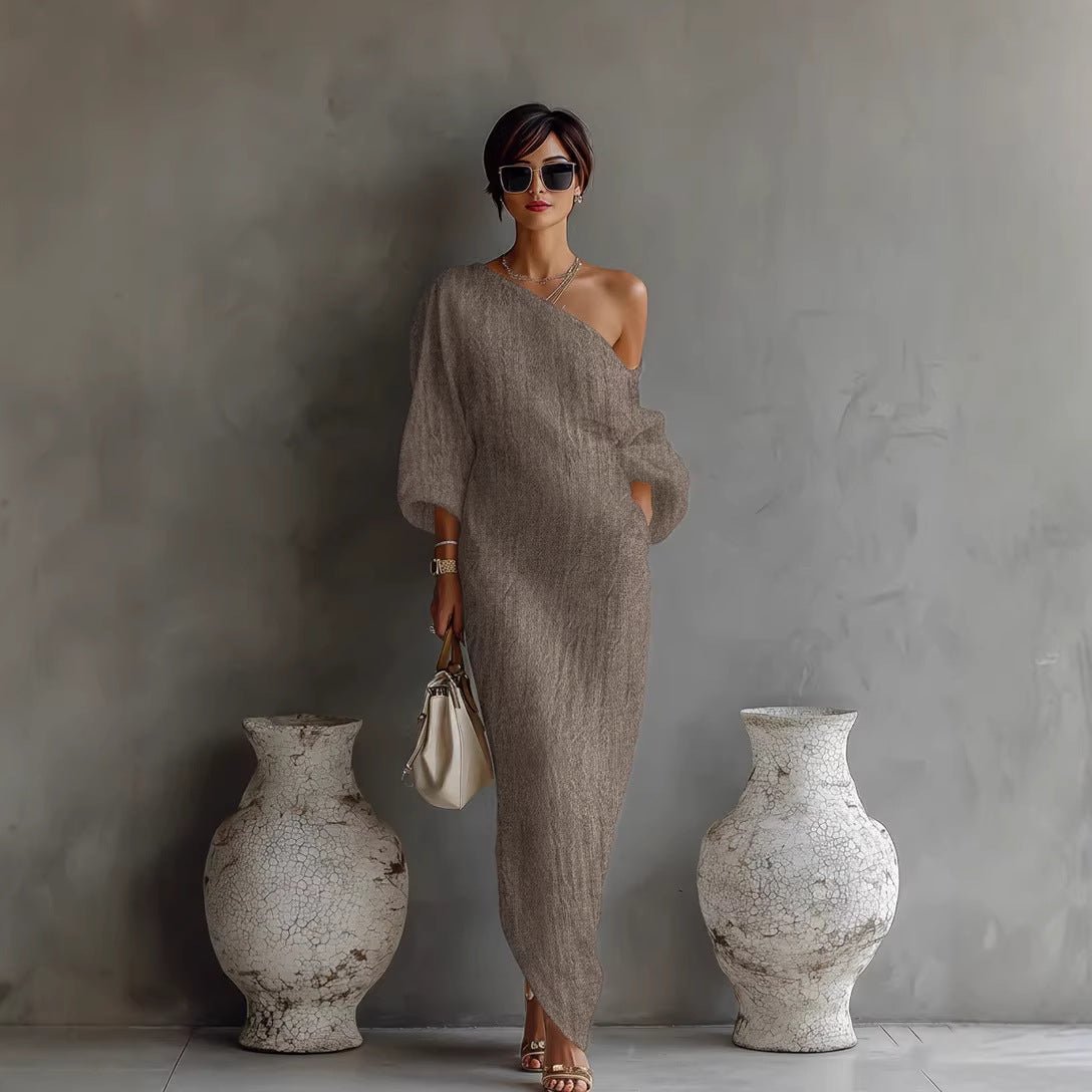 Rose – Off Shoulder Lantern Sleeve Vacation Maxi Dress