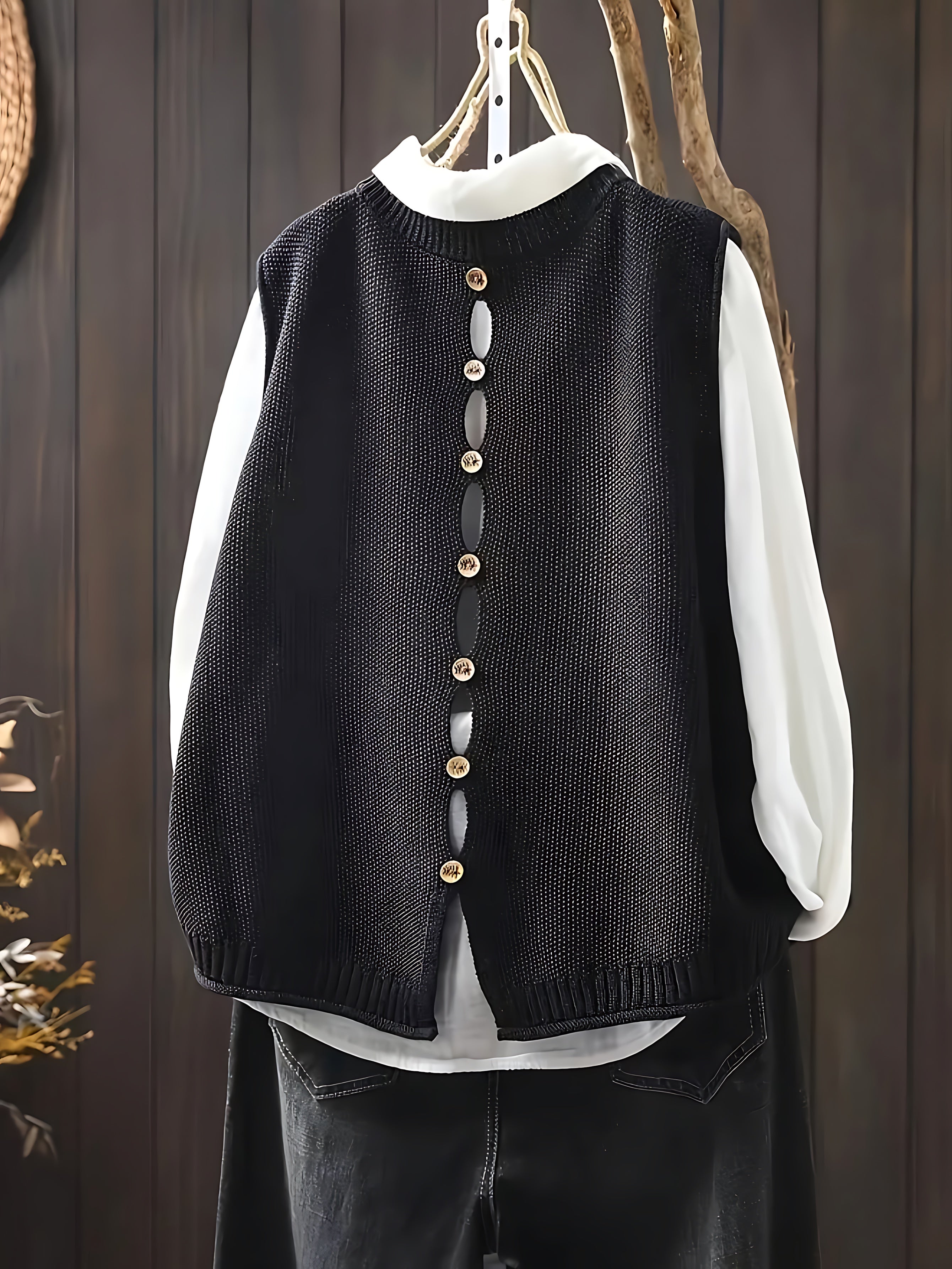 Maya – Button Up Knit Sweater Vest