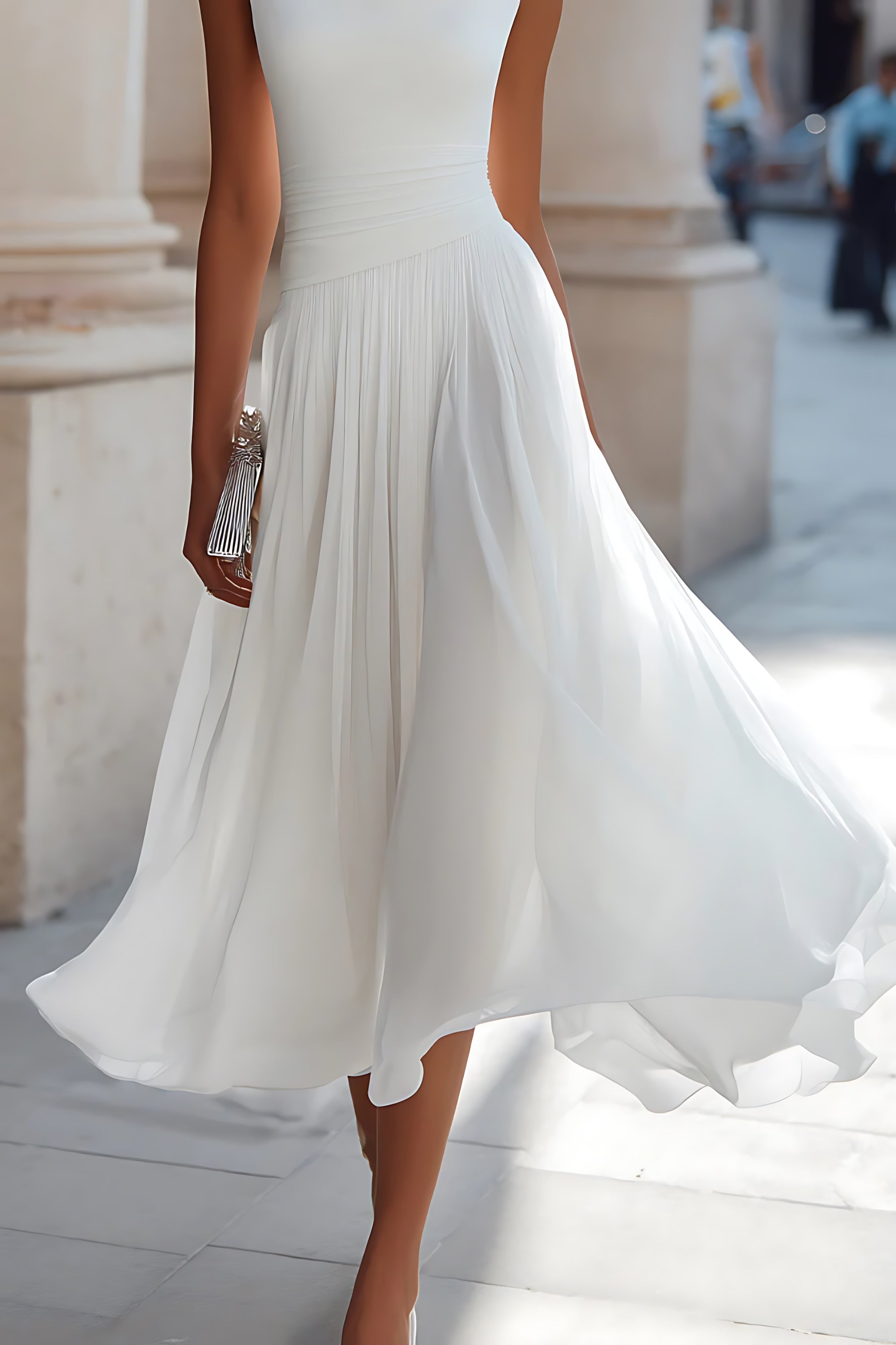 Maya – Pleated A Line Formal Maxi Dress